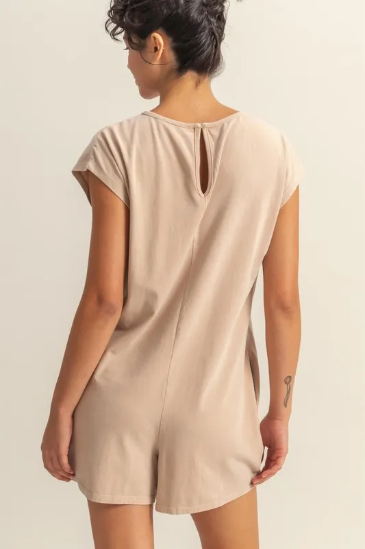 Round Neck Cap Sleeve Relaxed Fit Breezy Romper, image 2