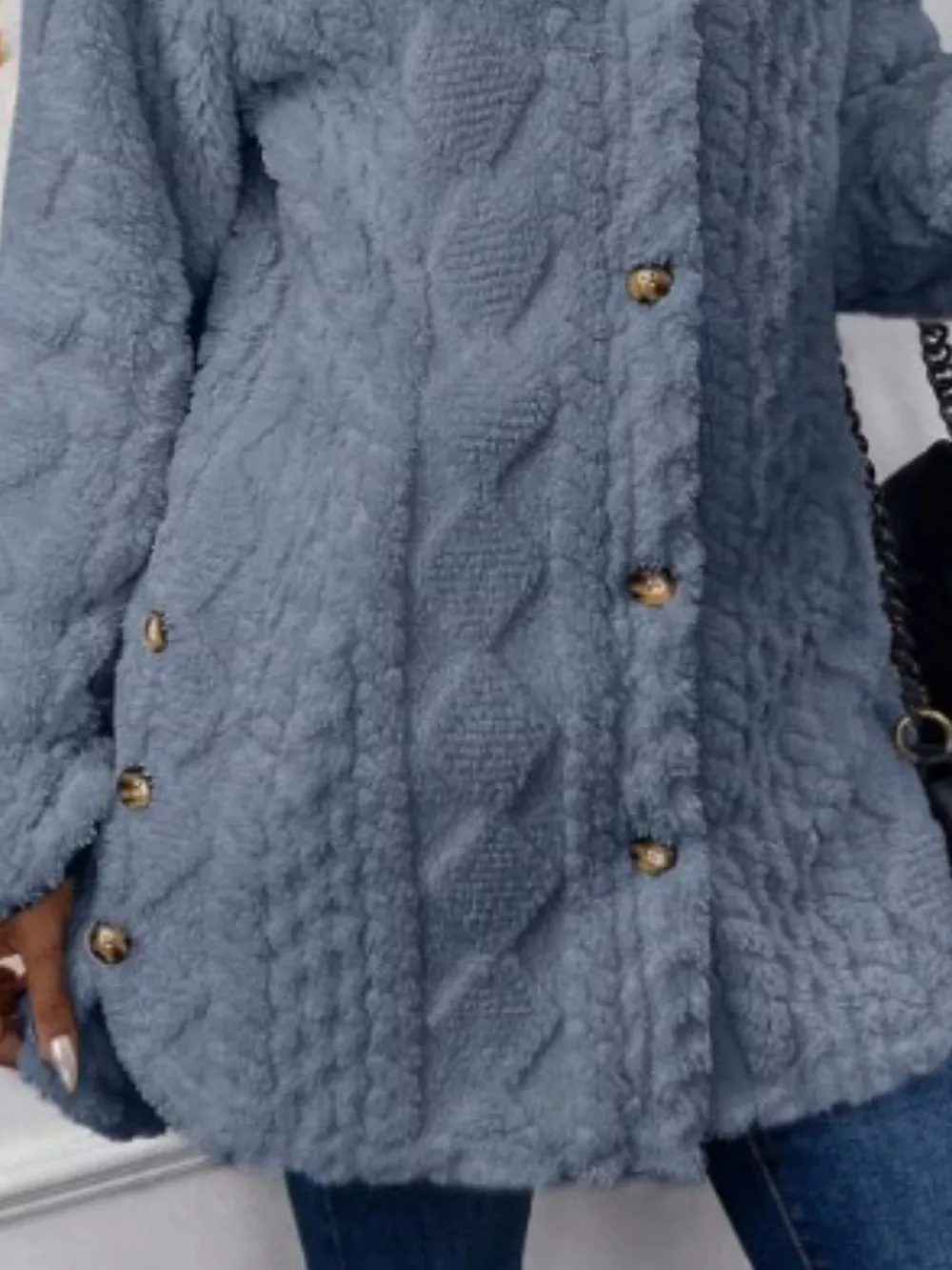 Full Size Button-Down Hooded Outerwear Plus Size, image 3