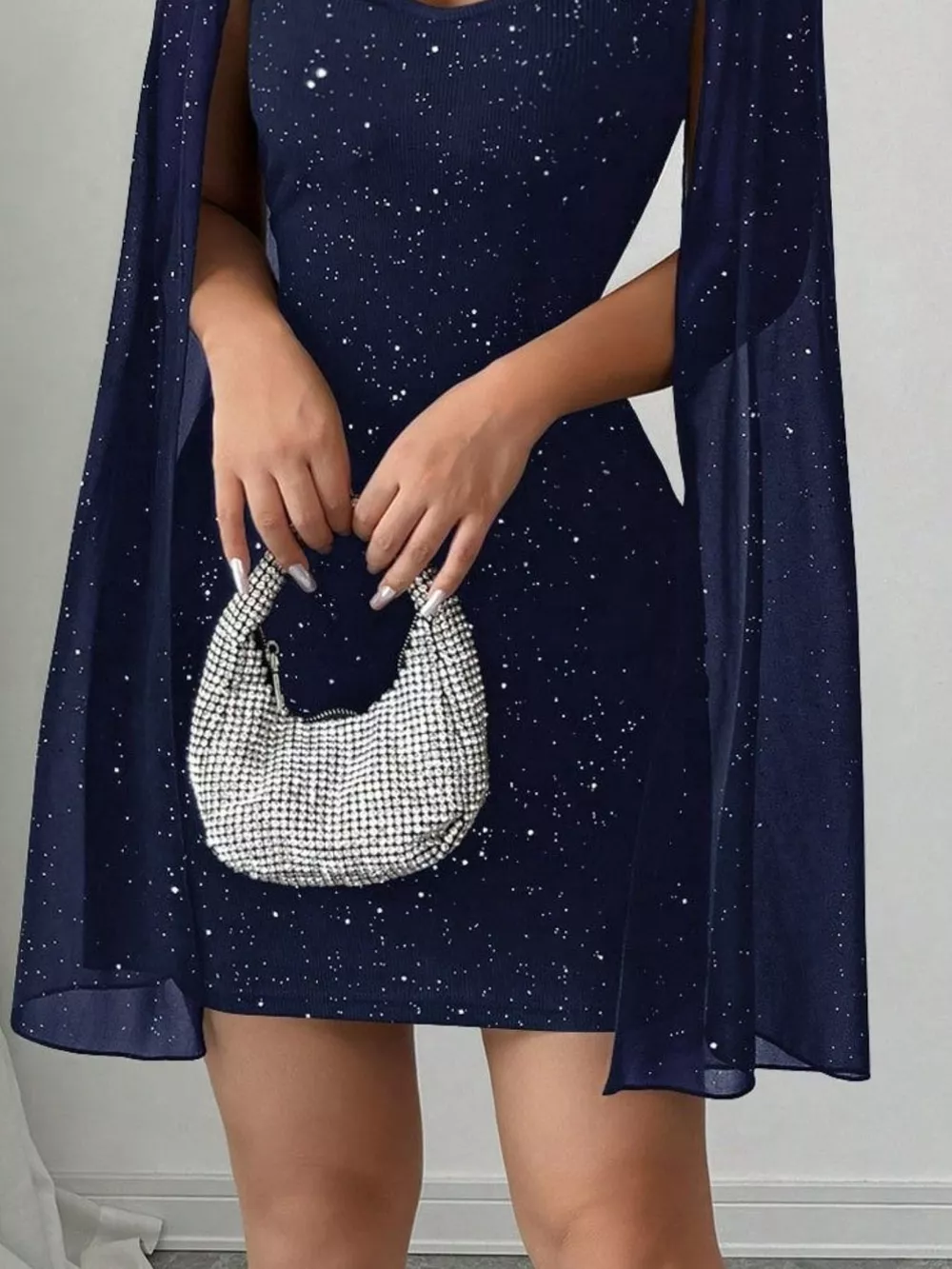 Cutout Bodycon Mini Dress with Cape Sleeves, image 2