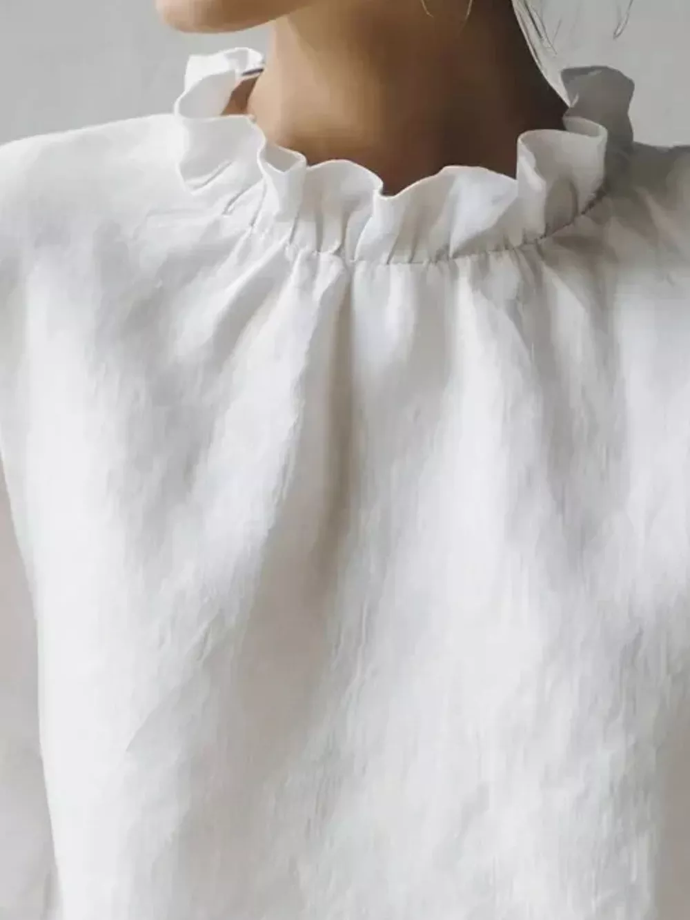 Full Size Elegant Ruffle-Neck Short Sleeve Blouse Plus Size, image 2
