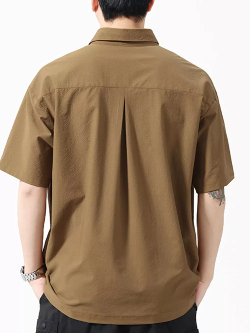 Men's Plus Size Half Button Loose Fit Short Sleeve Polo, image 3