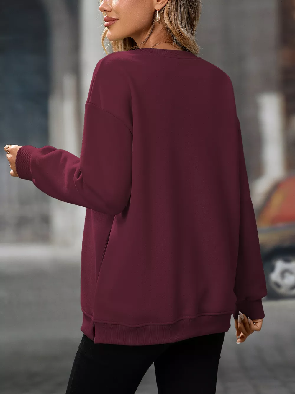 Casual Solid Color Long Sleeve Sweatshirt, image 7