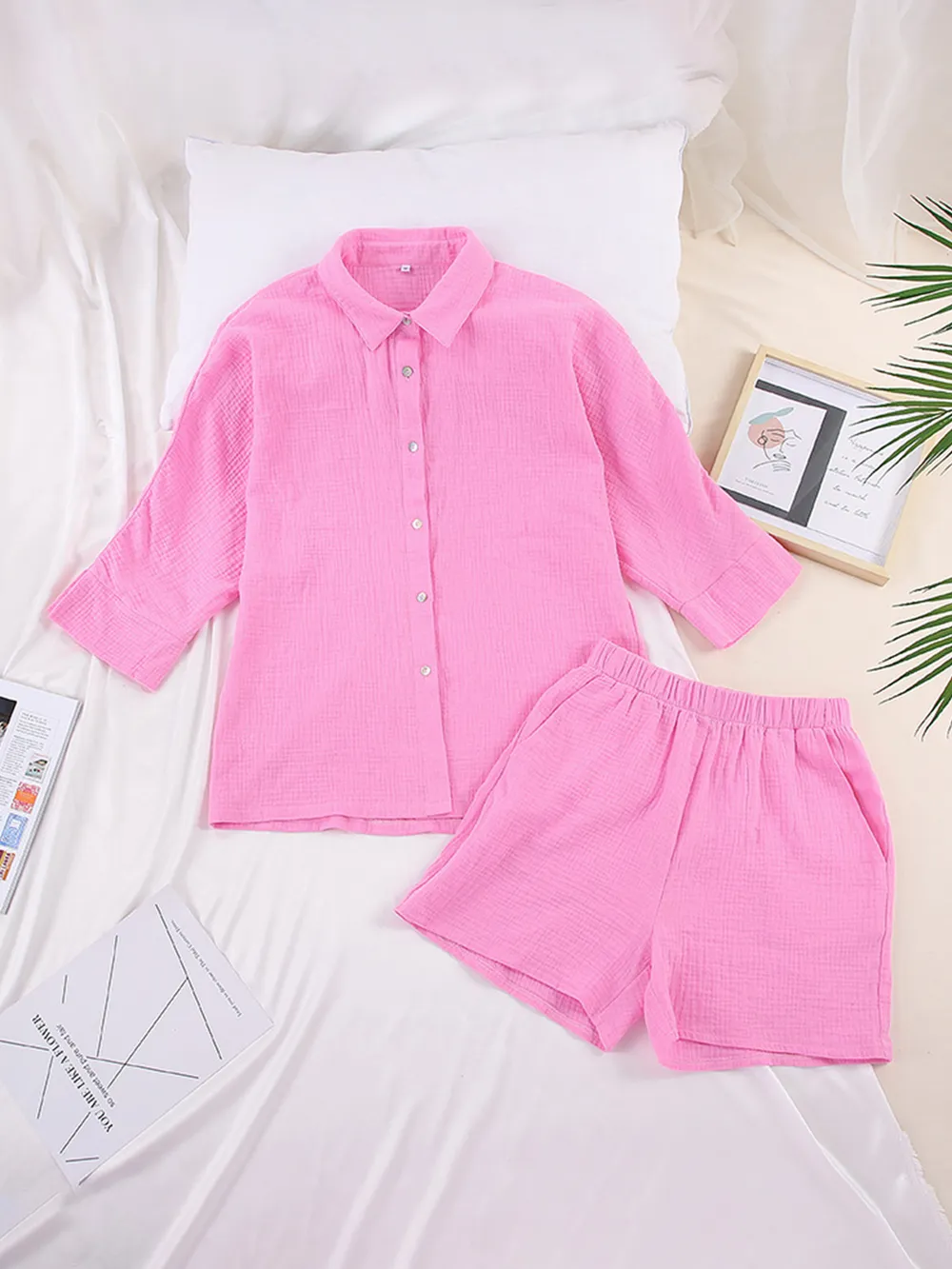 Texture Button Up Shirt and Shorts Set, image 20