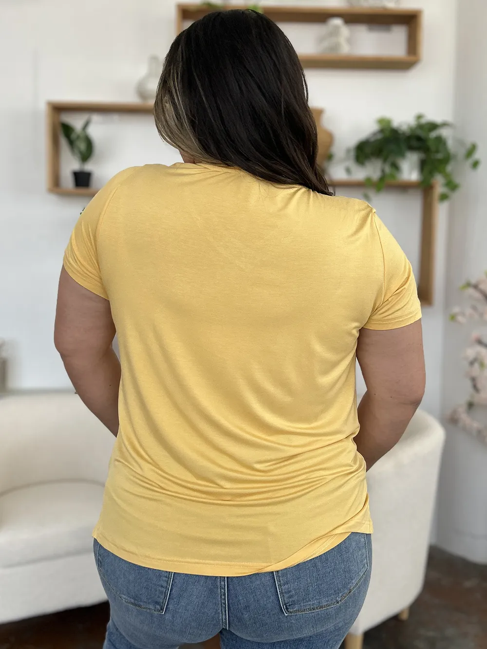 Bamboo Full Size V-Neck High-Low T-Shirt, image 9