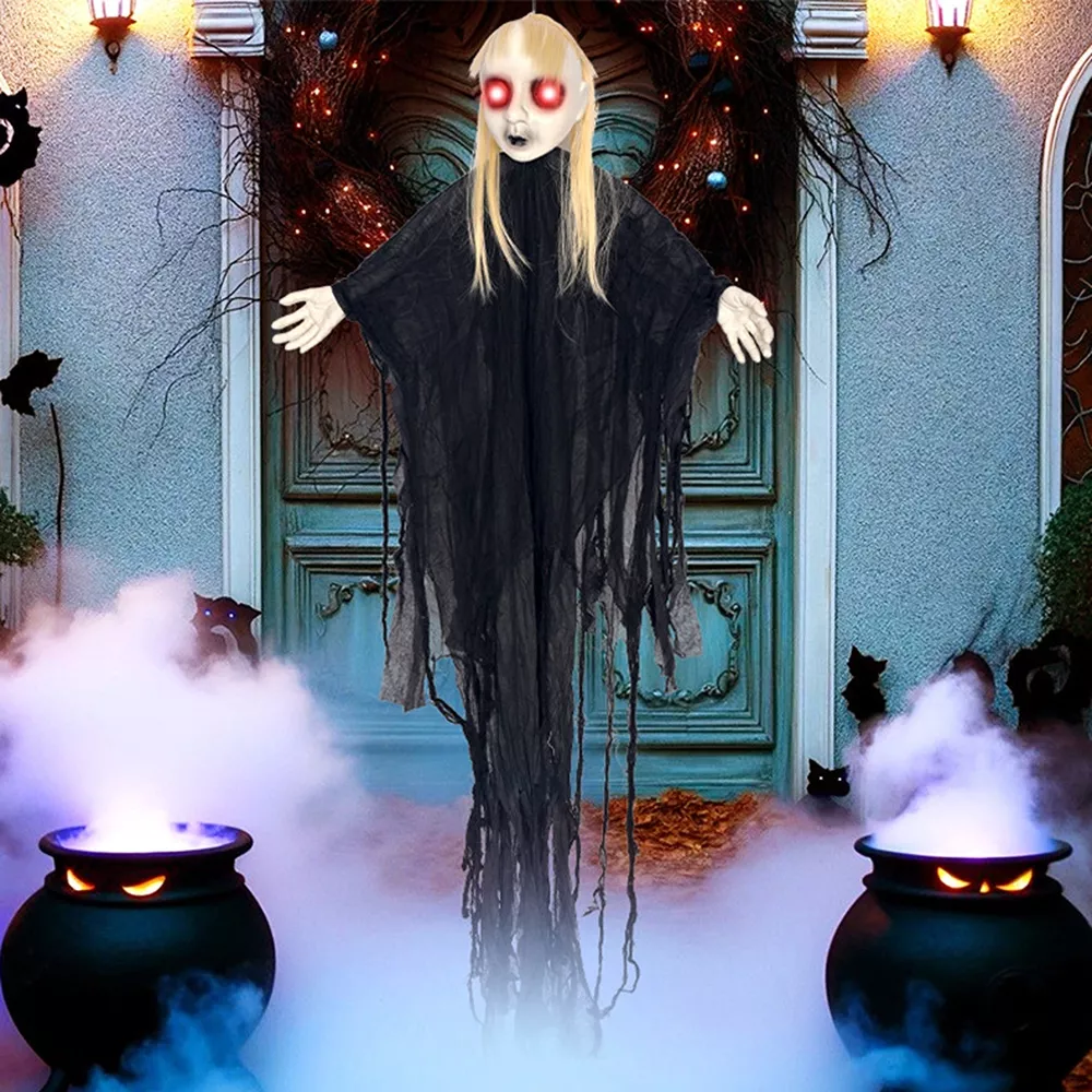 Halloween Hanging Ghost with Glowing Eyes, image 4