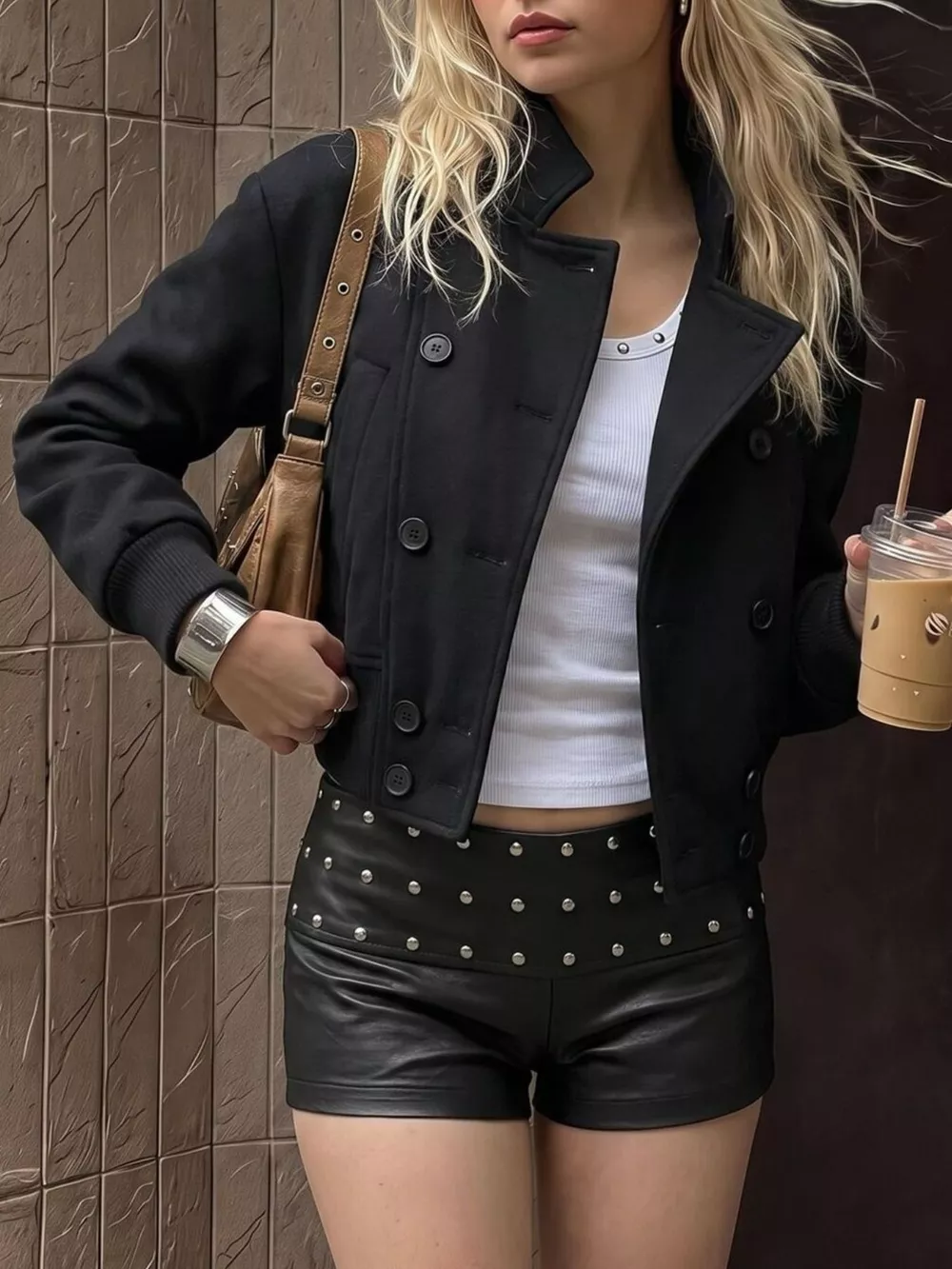 Double-Breasted Cropped Outerwear