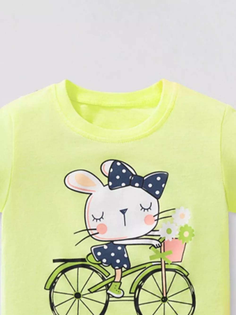 Children's Rabbit Bicycle Graphic Short Sleeve T-Shirt, image 2