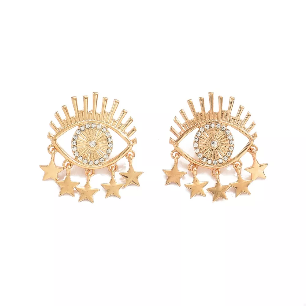 18K Gold-Plated Evil Eye Star Earrings, image 3