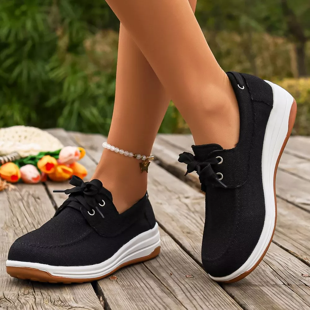 Lace Up Round Toe Sneakers, image 2