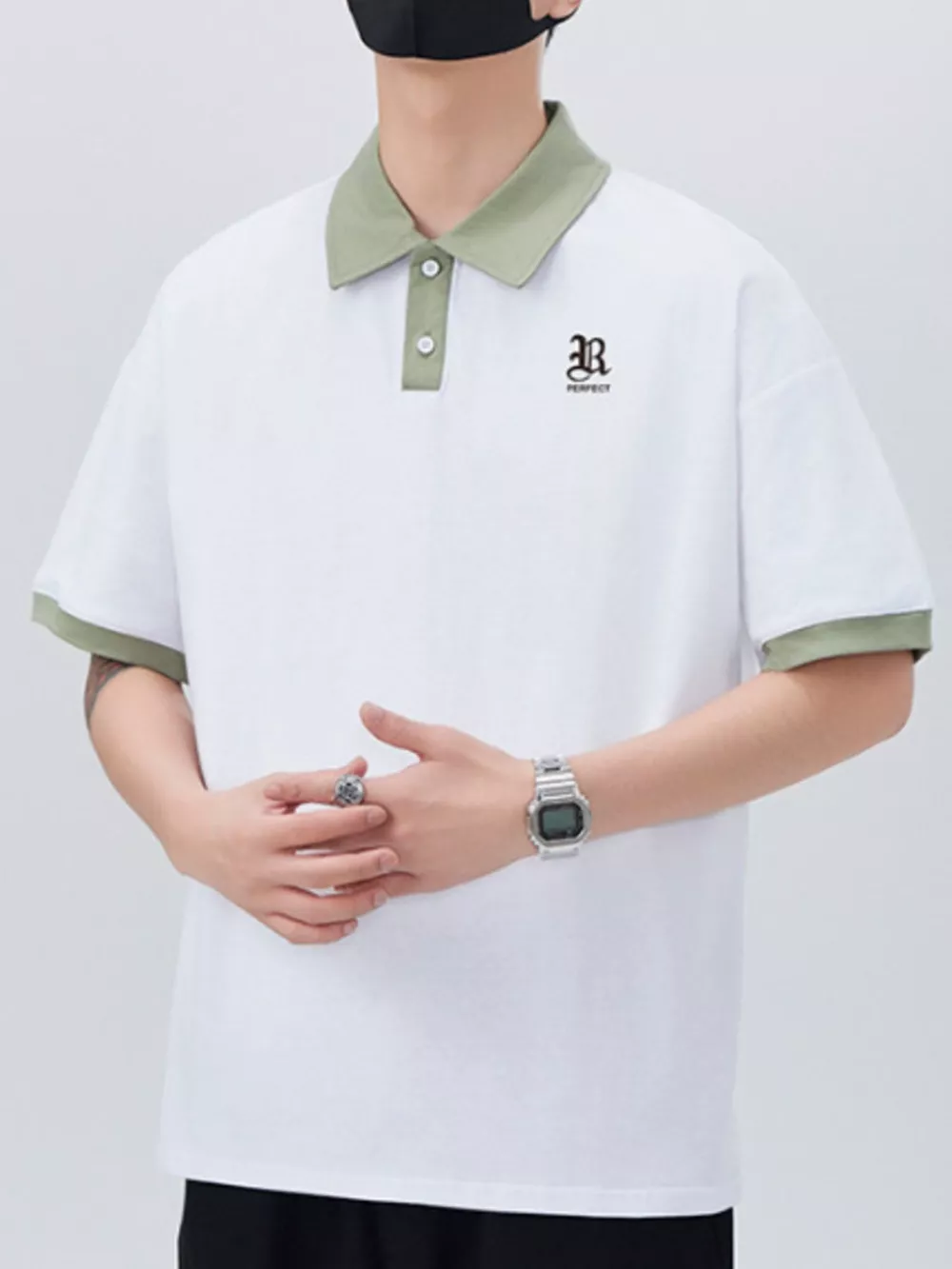 Men's Plus Size Button Detail Short Sleeve Polo, image 9