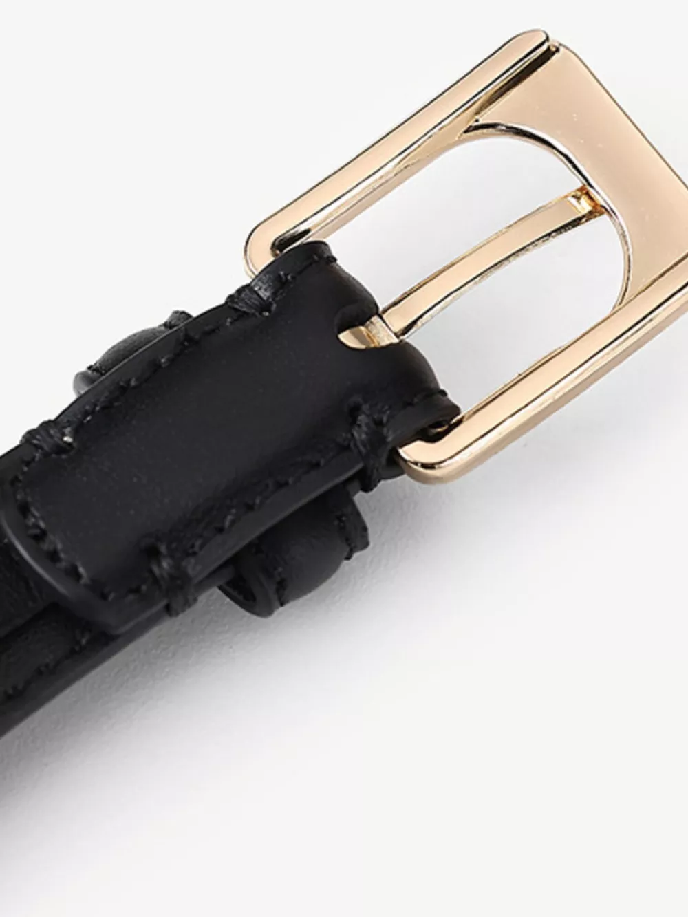 Skinny Leather Belt with Golden Buckle, image 4