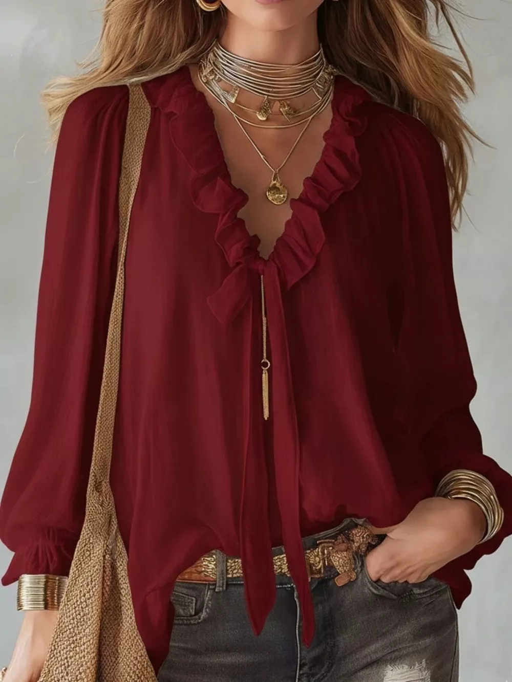 Ruffle Long Sleeve Blouse, image 7