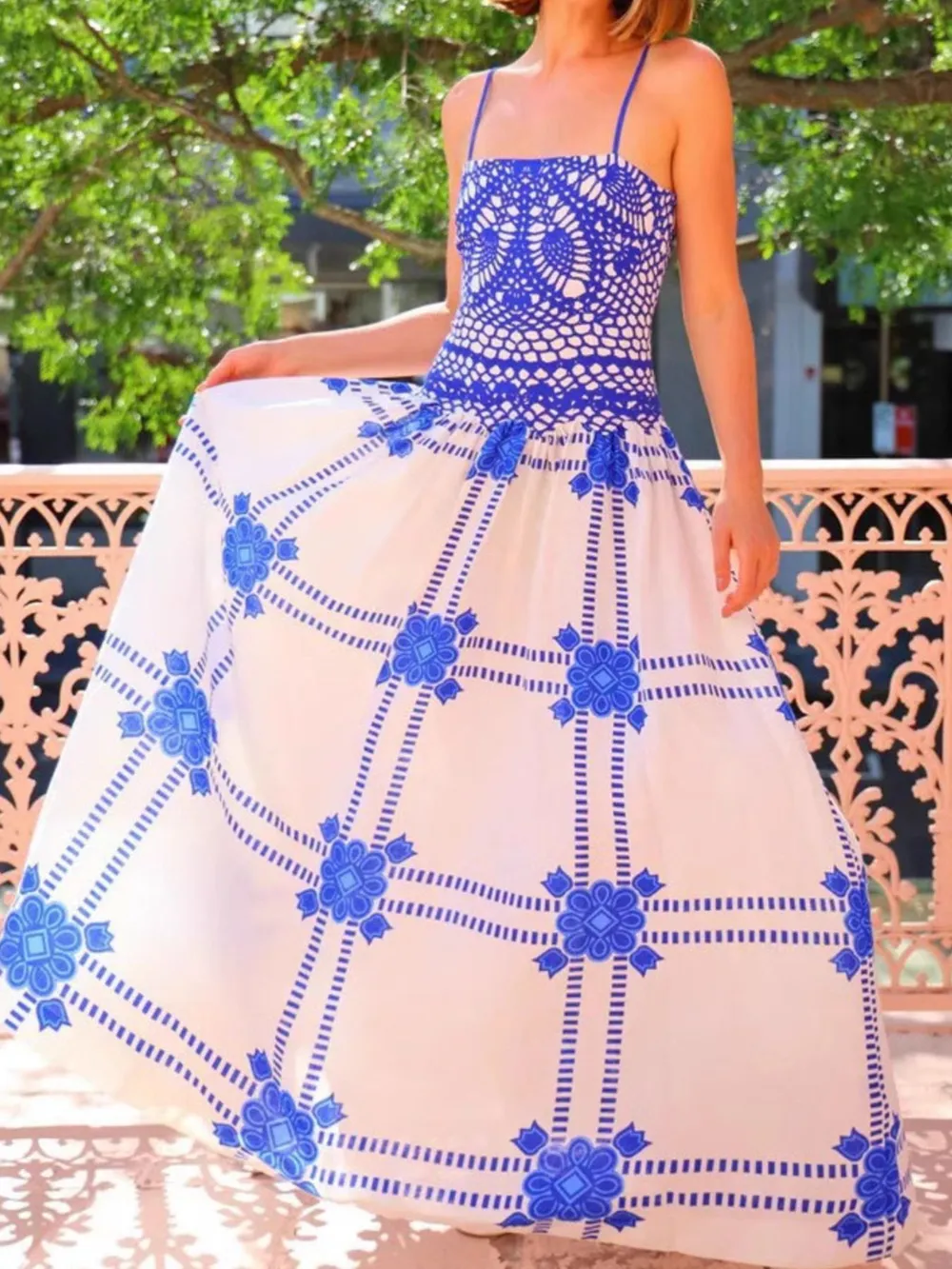 Printed Square Neck Maxi Cami Dress, image 4