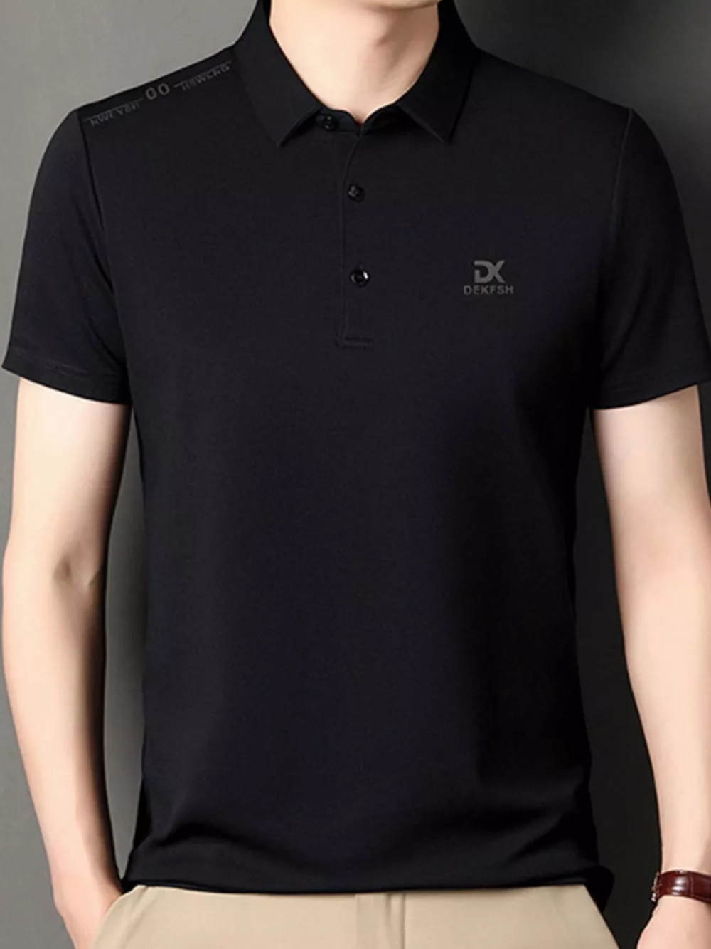 Men's Plus Size Button Detail Short Sleeve Polo, image 2
