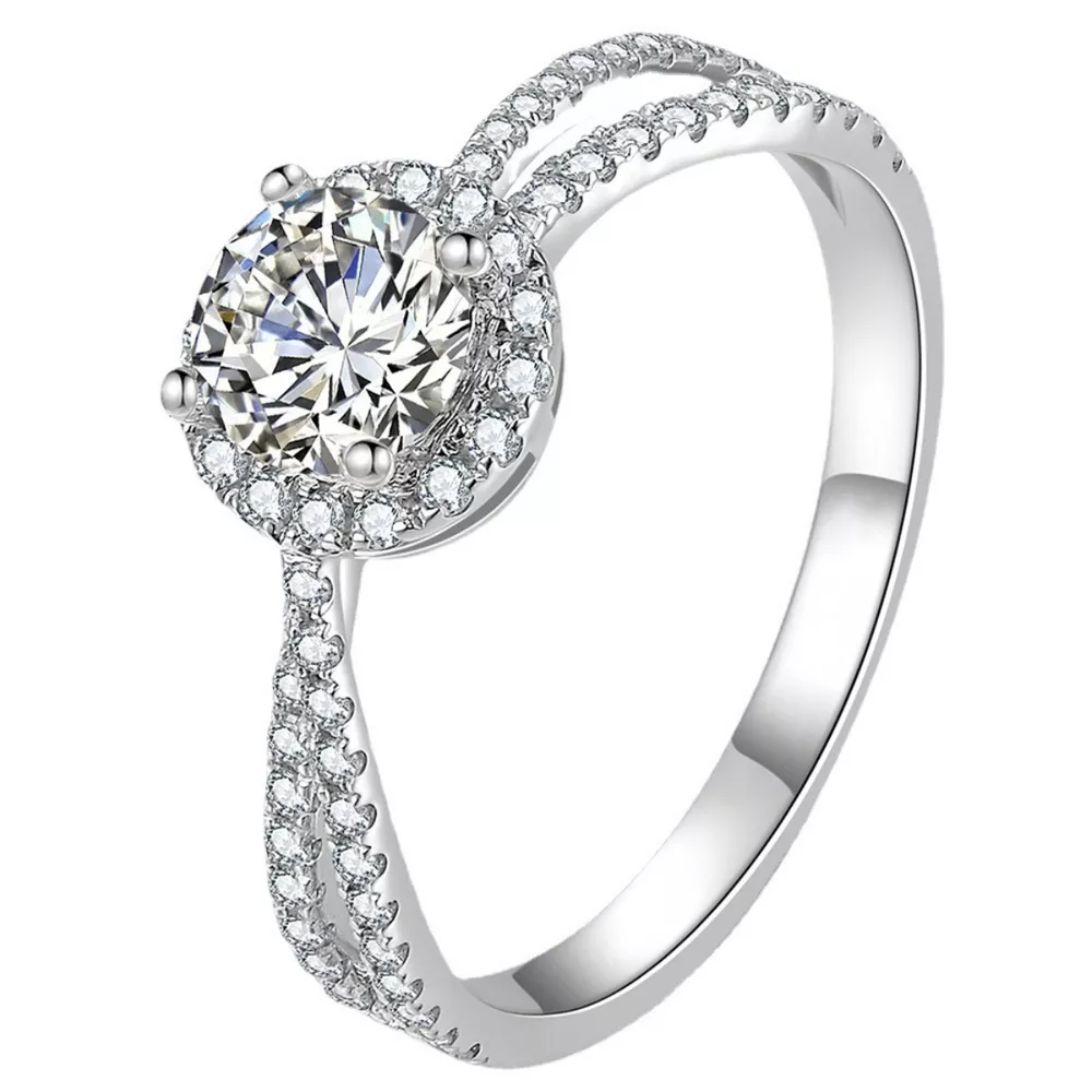 1 Carat 925 Sterling Silver Moissanite Ring, image 4