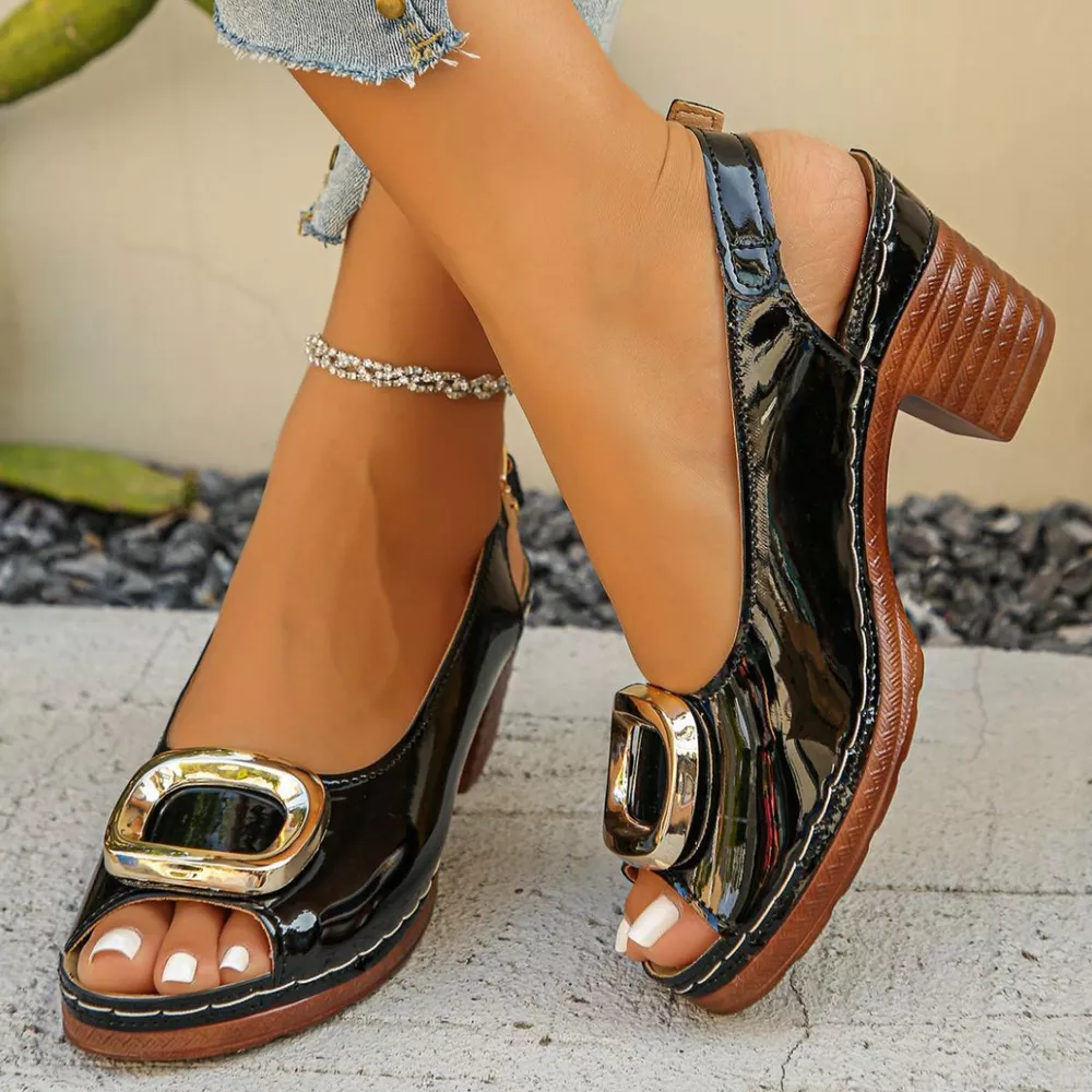 Peep Toe Block Heels Sandals, image 9