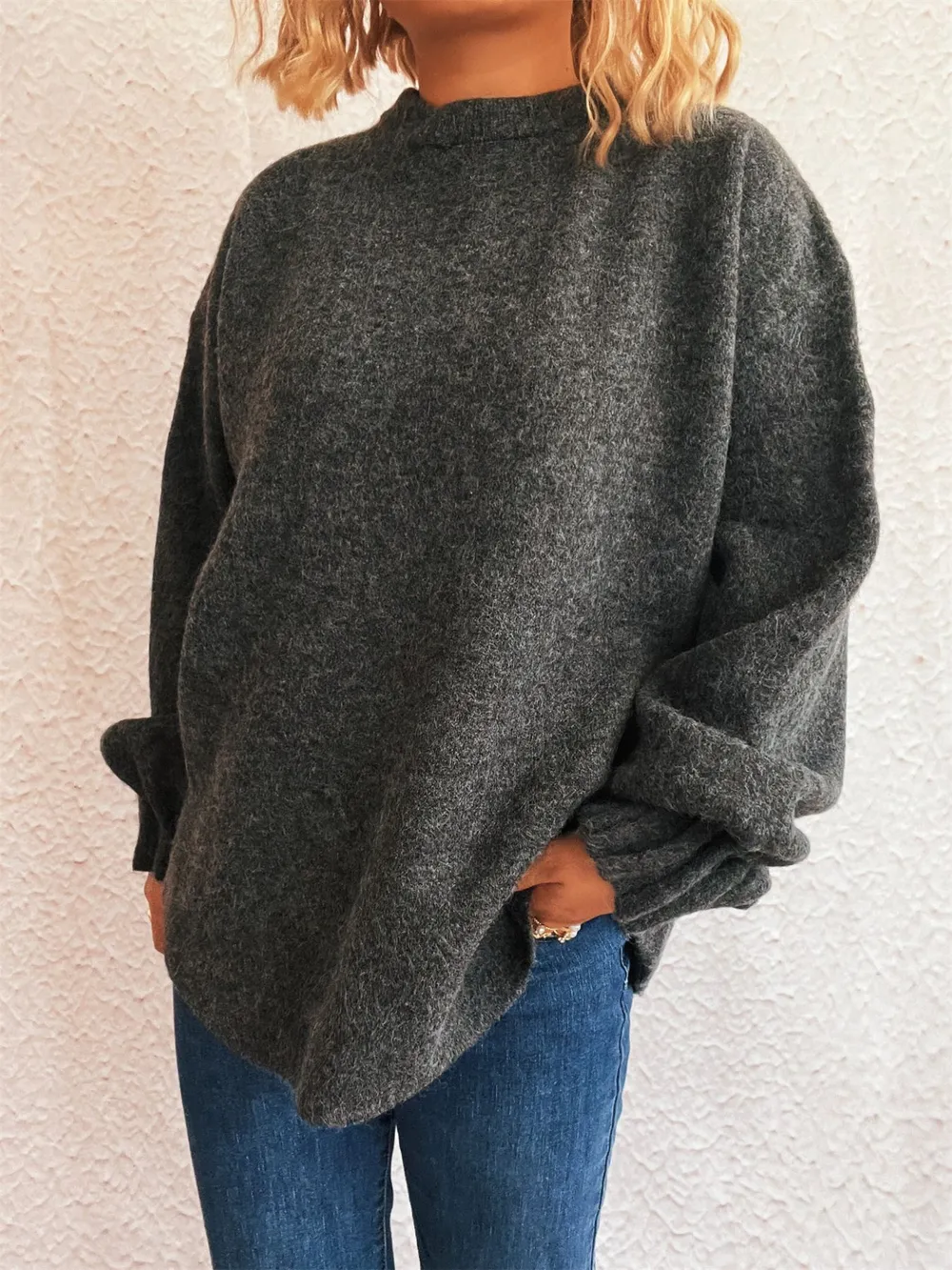 Round Neck Dropped Shoulder Sweater, image 31