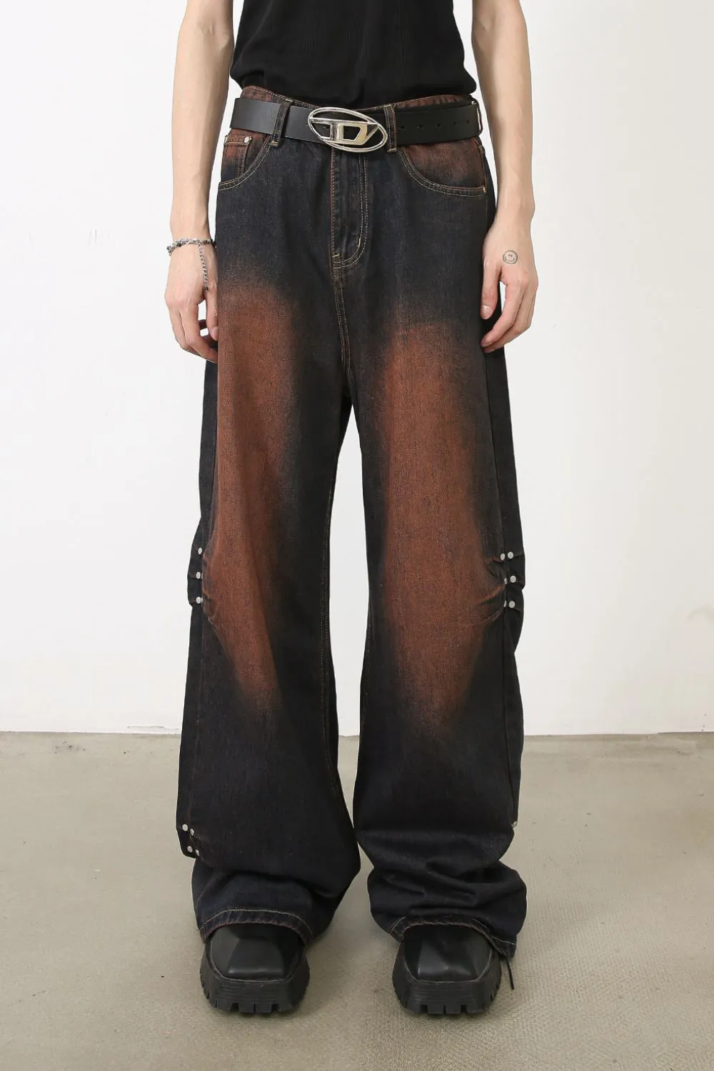 Men's Wasteland Style Wide Leg Jeans