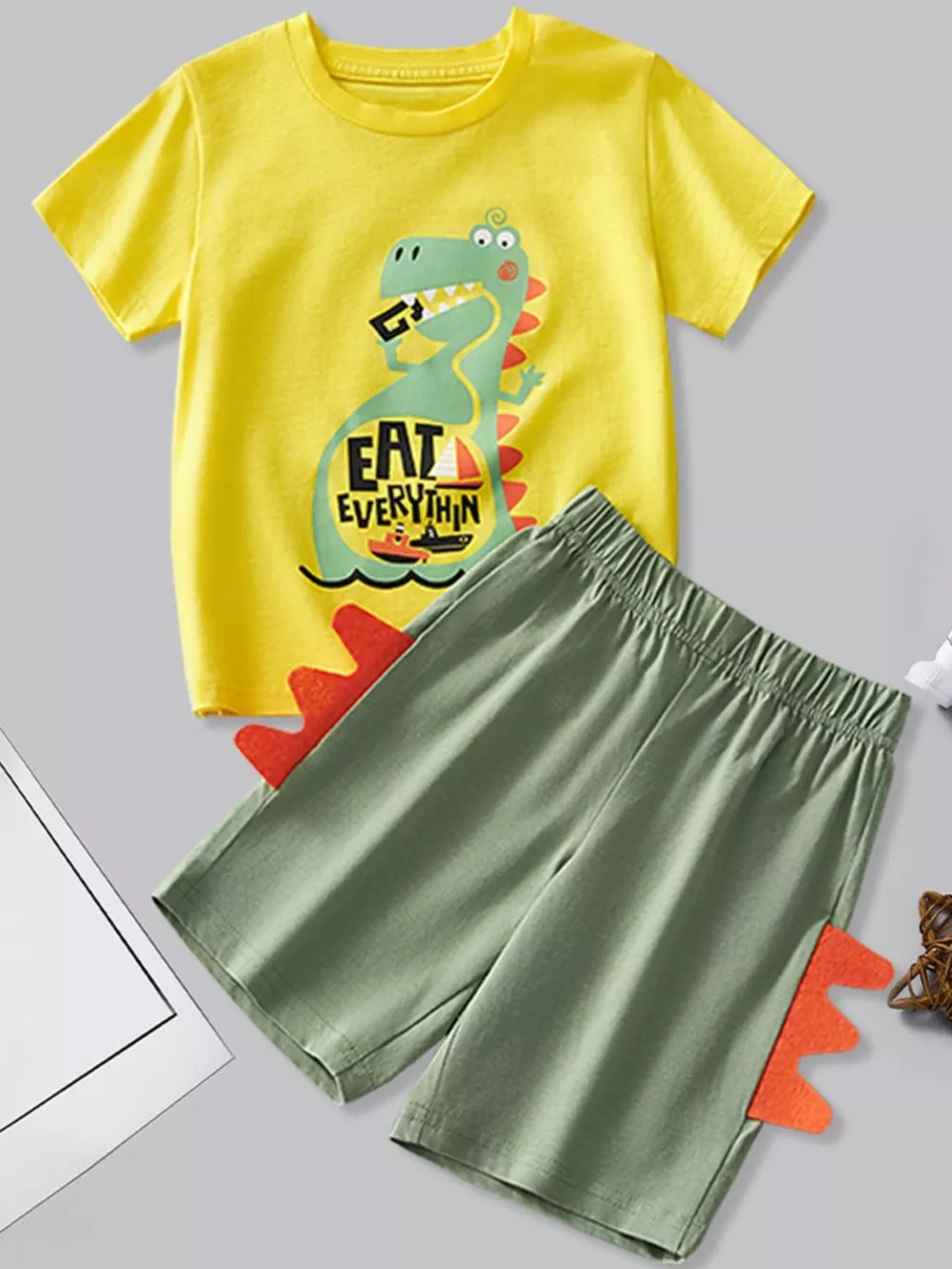 Children's Dinosaur Graphic Tee & Shorts Set