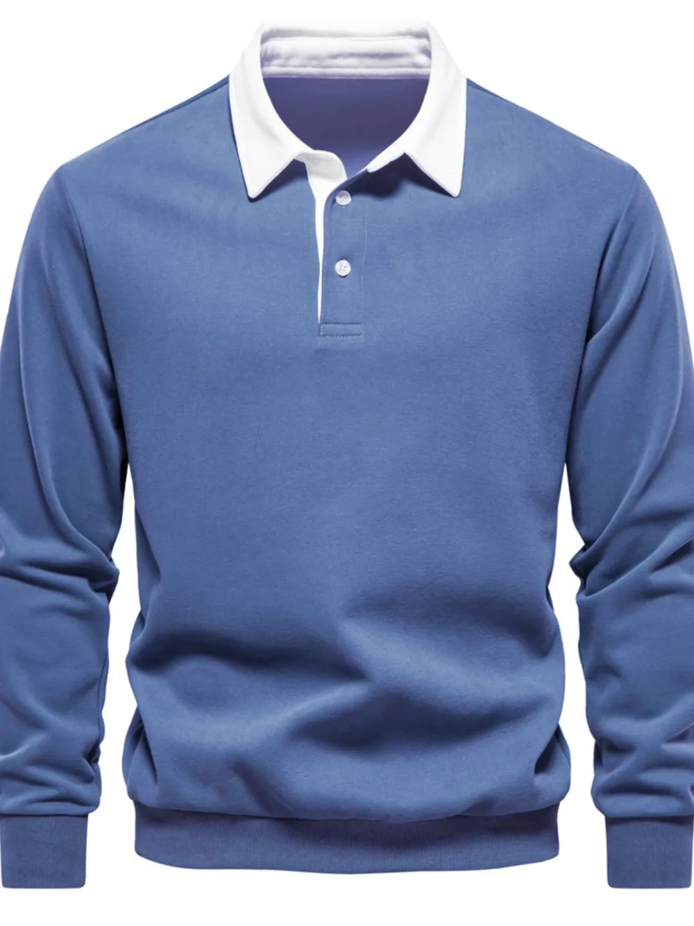 Men's Quarter Button Collared Neck Long Sleeve Polo, image 12