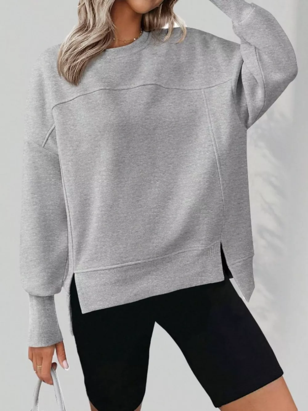 Casual Loose Side Slit Sweatshirt, image 11