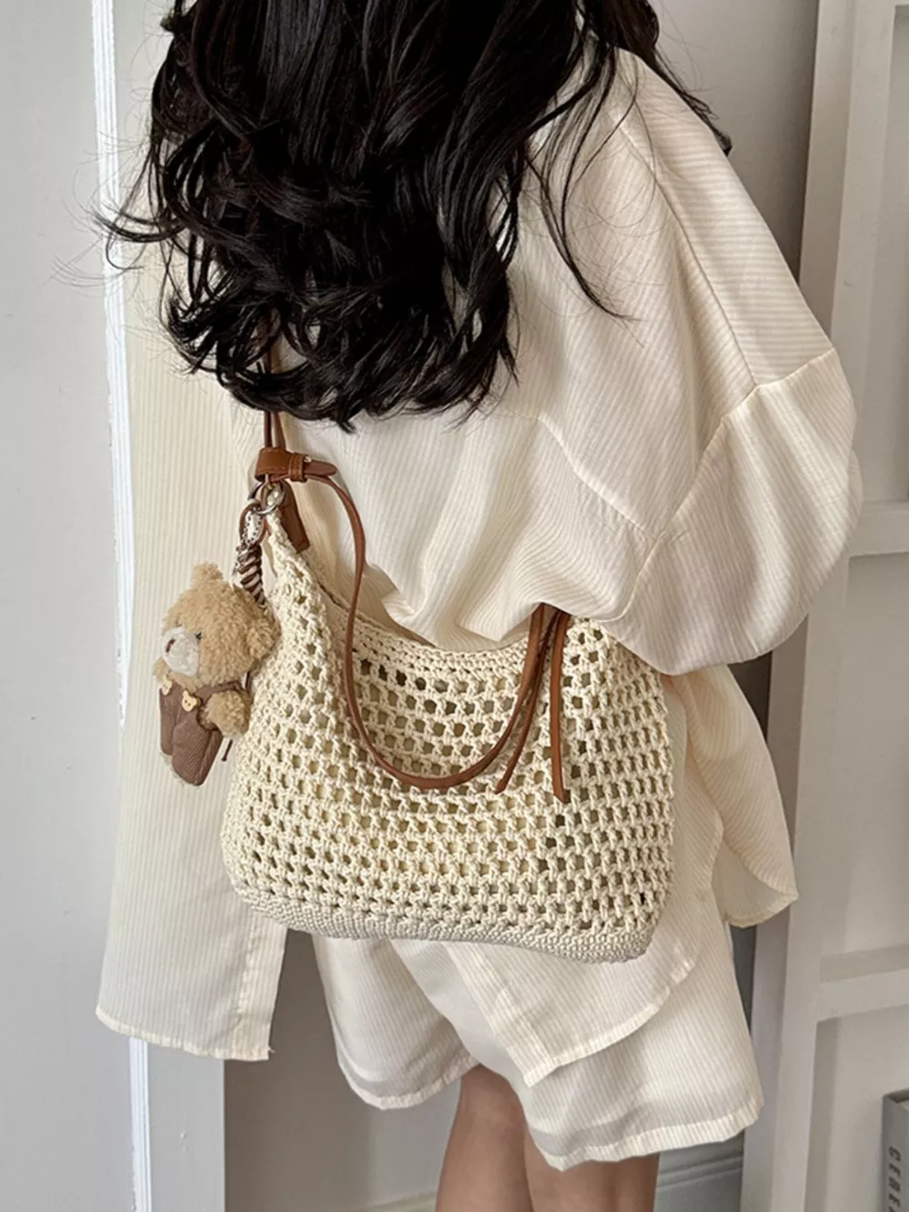 Crochet Knit Crossbody Bag, image 3