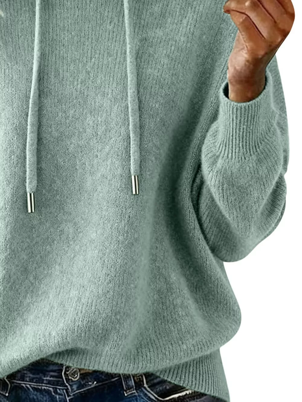 Drawstring Long Sleeve Hooded Sweater, image 9