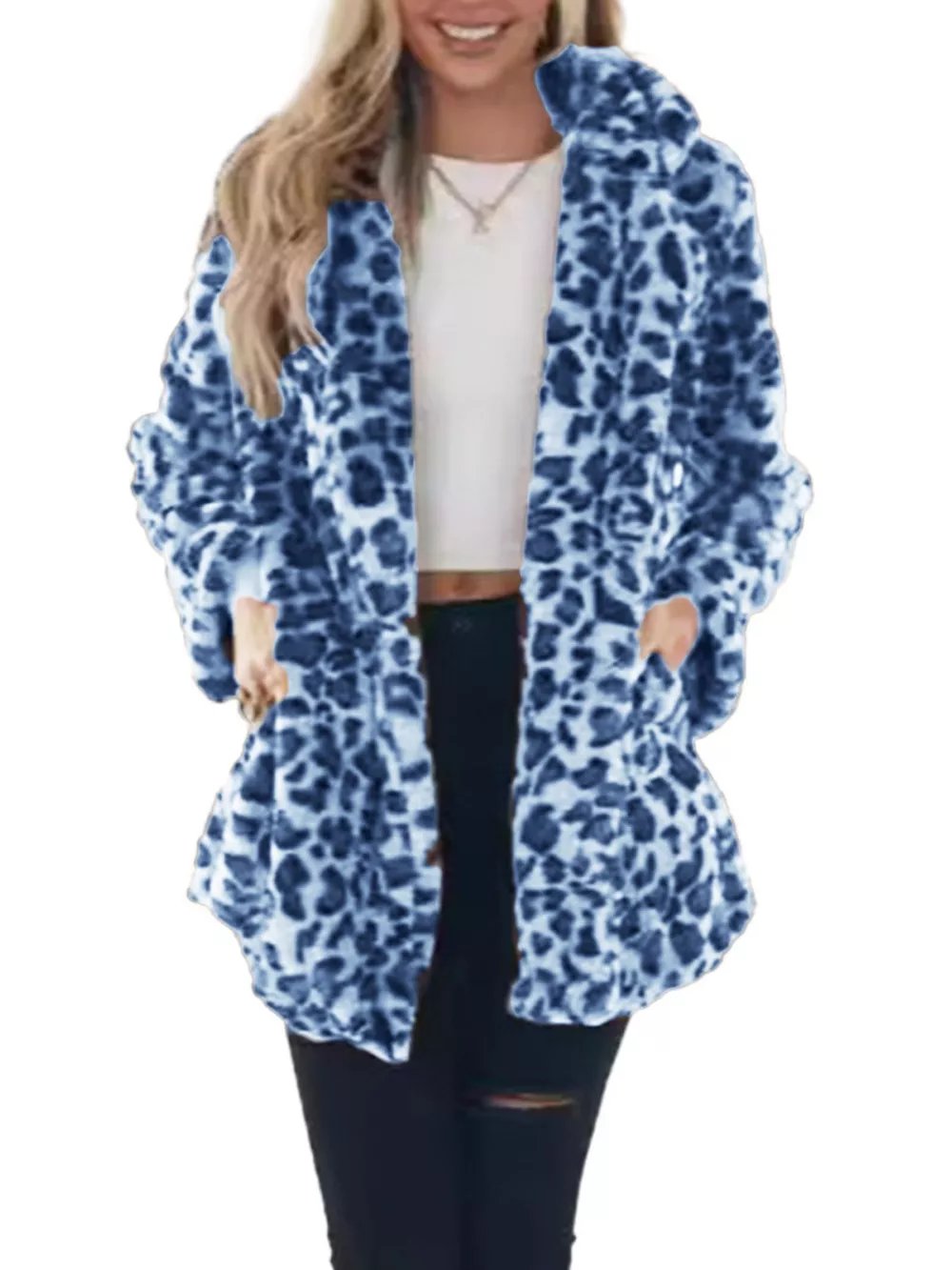 Full Size Leopard Open Front Outerwear Plus Size, image 5
