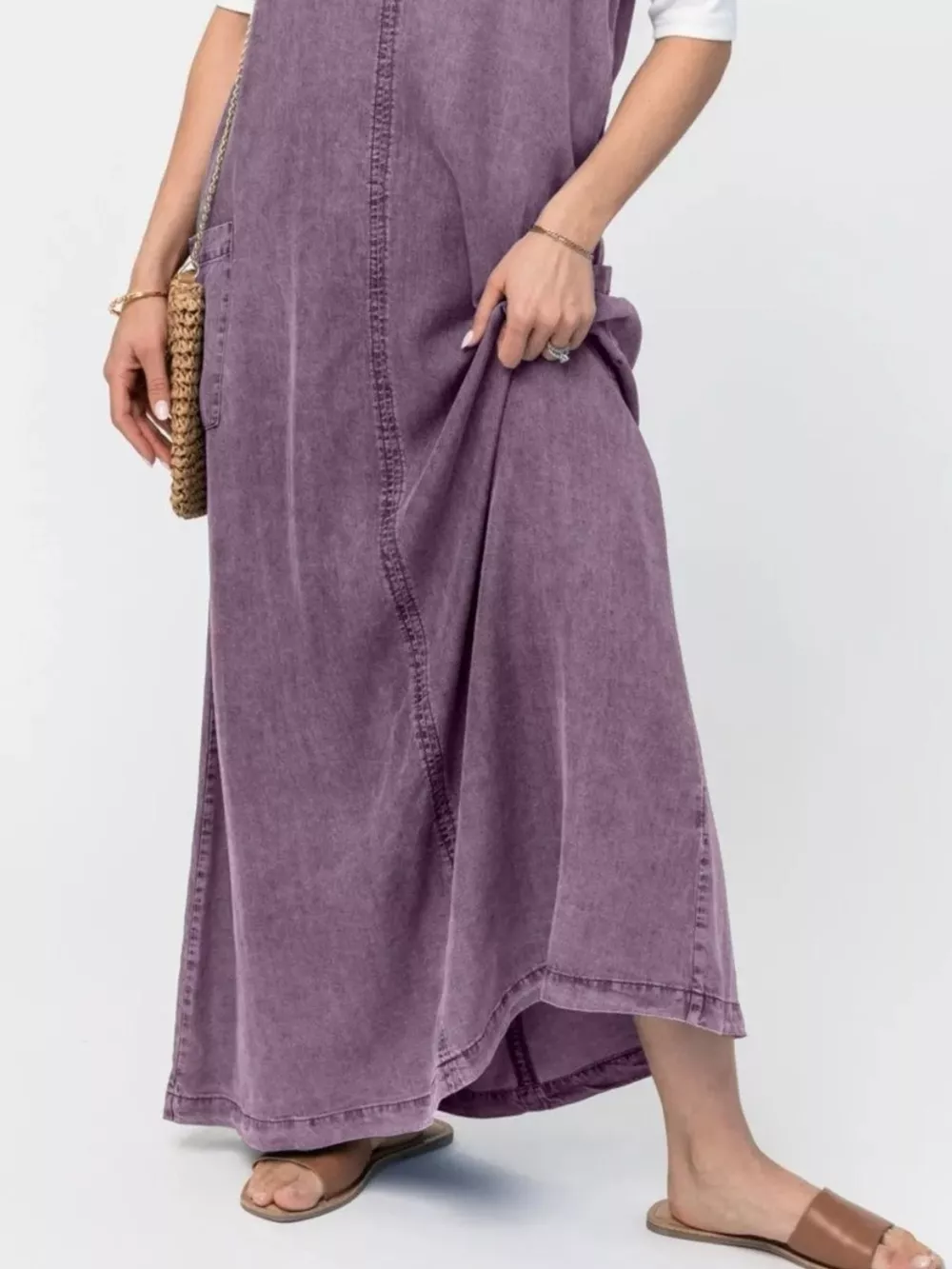 Casual Washed Denim Cami Maxi Dress, image 8