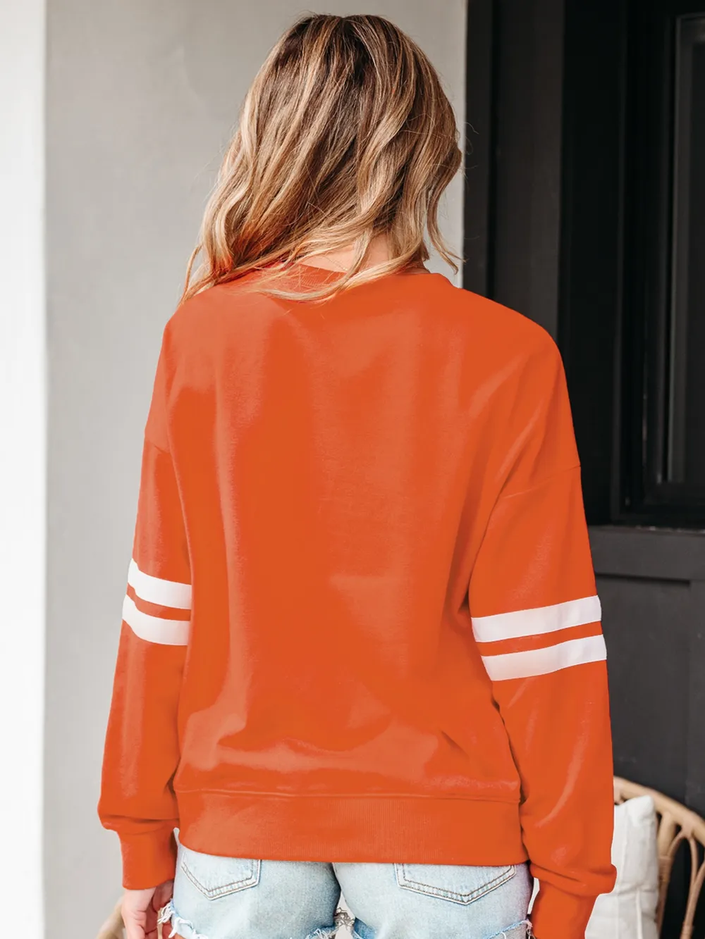 Stripe Round Neck Long Sleeve Sweatshirt, image 14