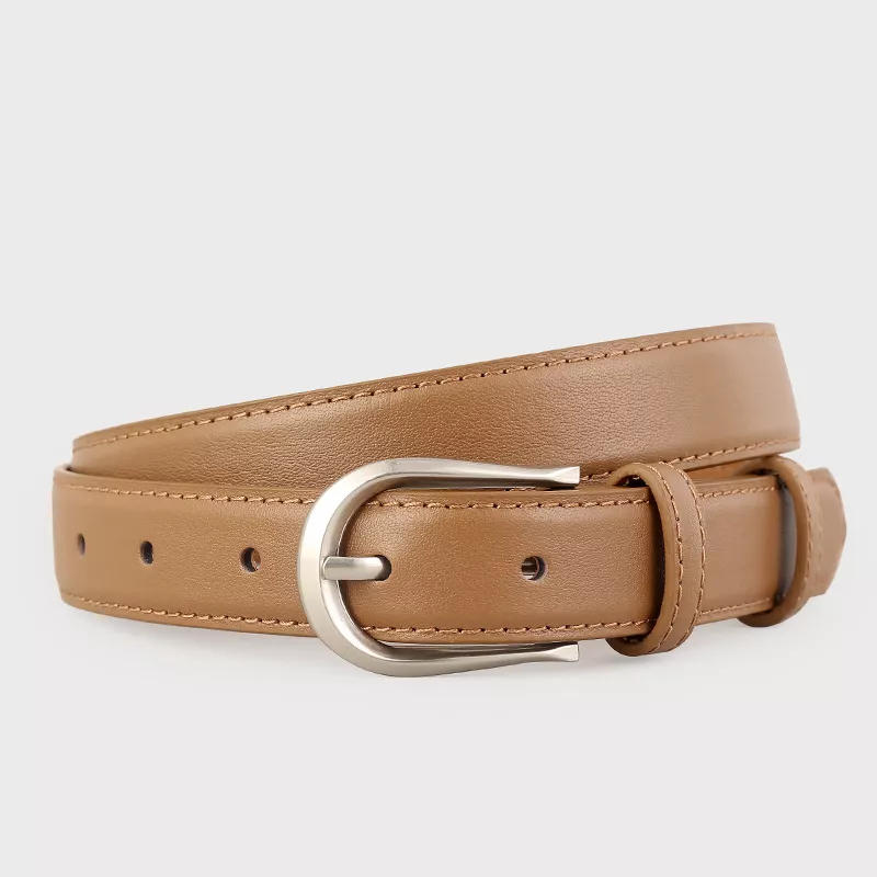 Classic Leather Belt with Silver Buckle, image 4