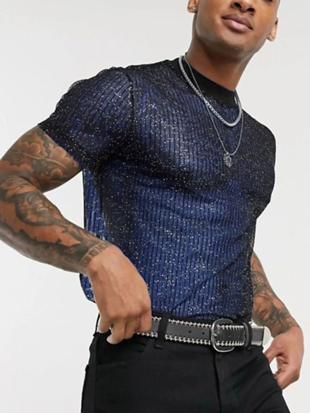 Men's Full Size Mock Neck Short Sleeve Top Plus Size, image 4