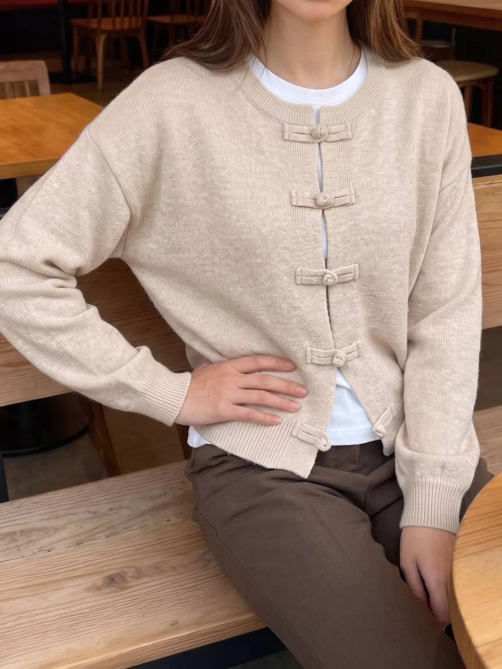 Button Up Dropped Shoulder Cardigan, image 5