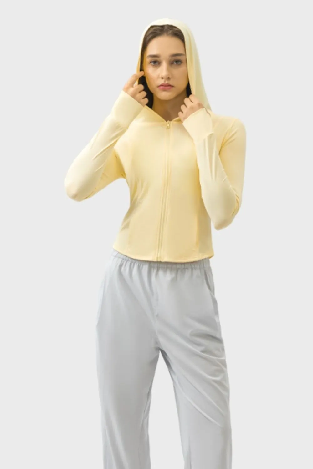 Pocketed Zip Up Hooded Long Sleeve Active Outerwear, image 7