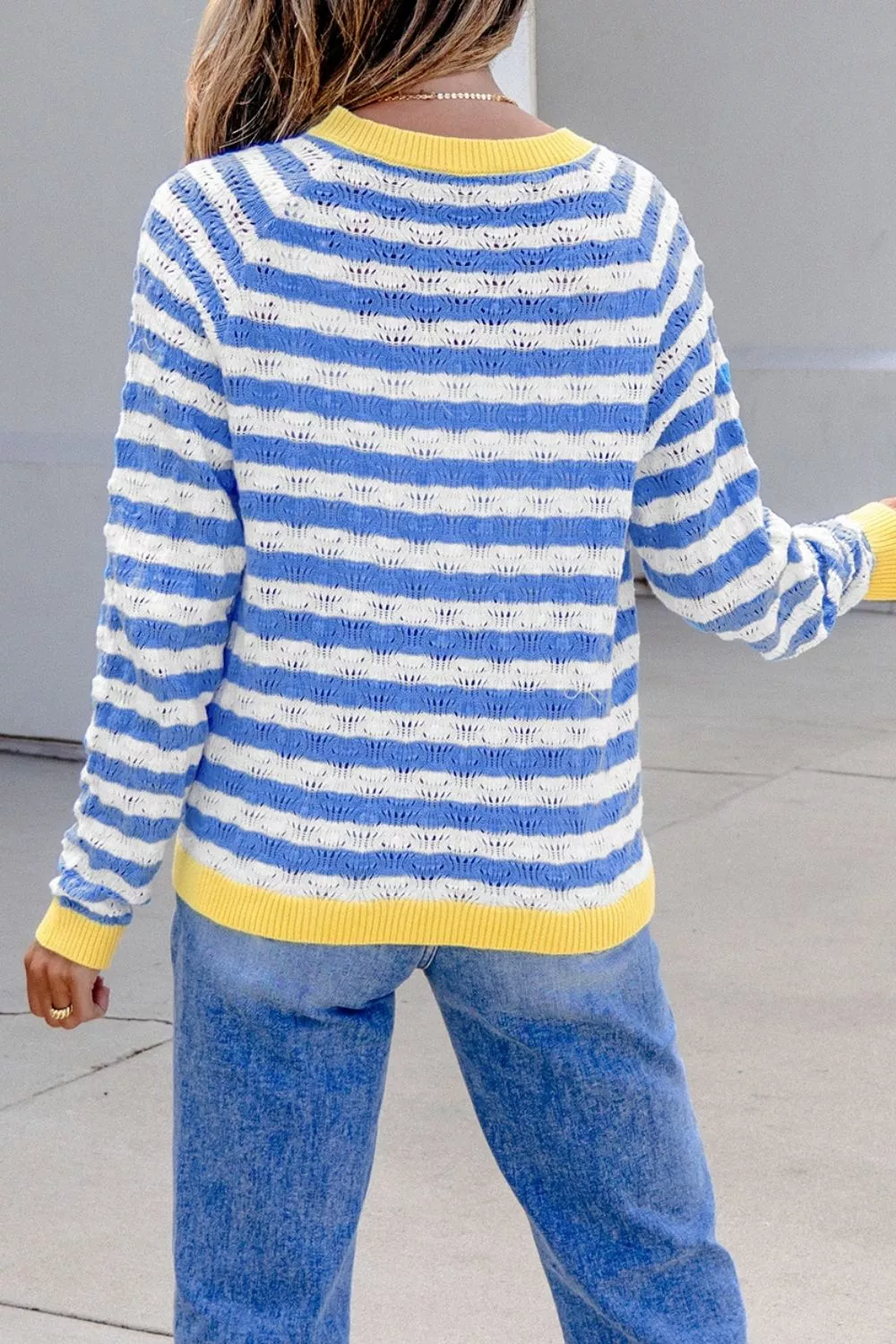 Striped Knit Button Up Cardigan, image 3