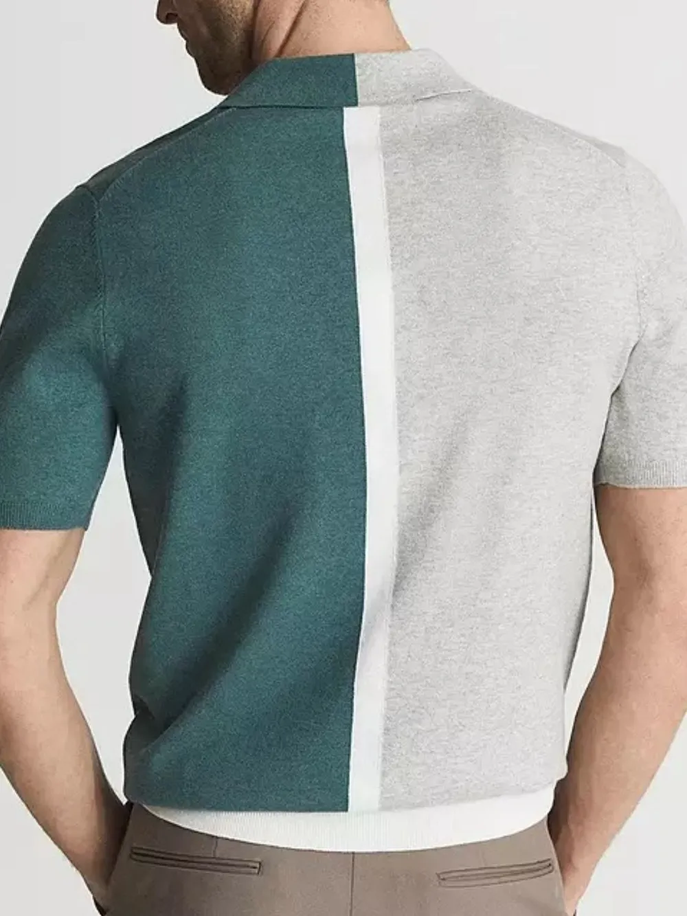 Men's Plus Size Color Block Short Sleeve Polo, image 2