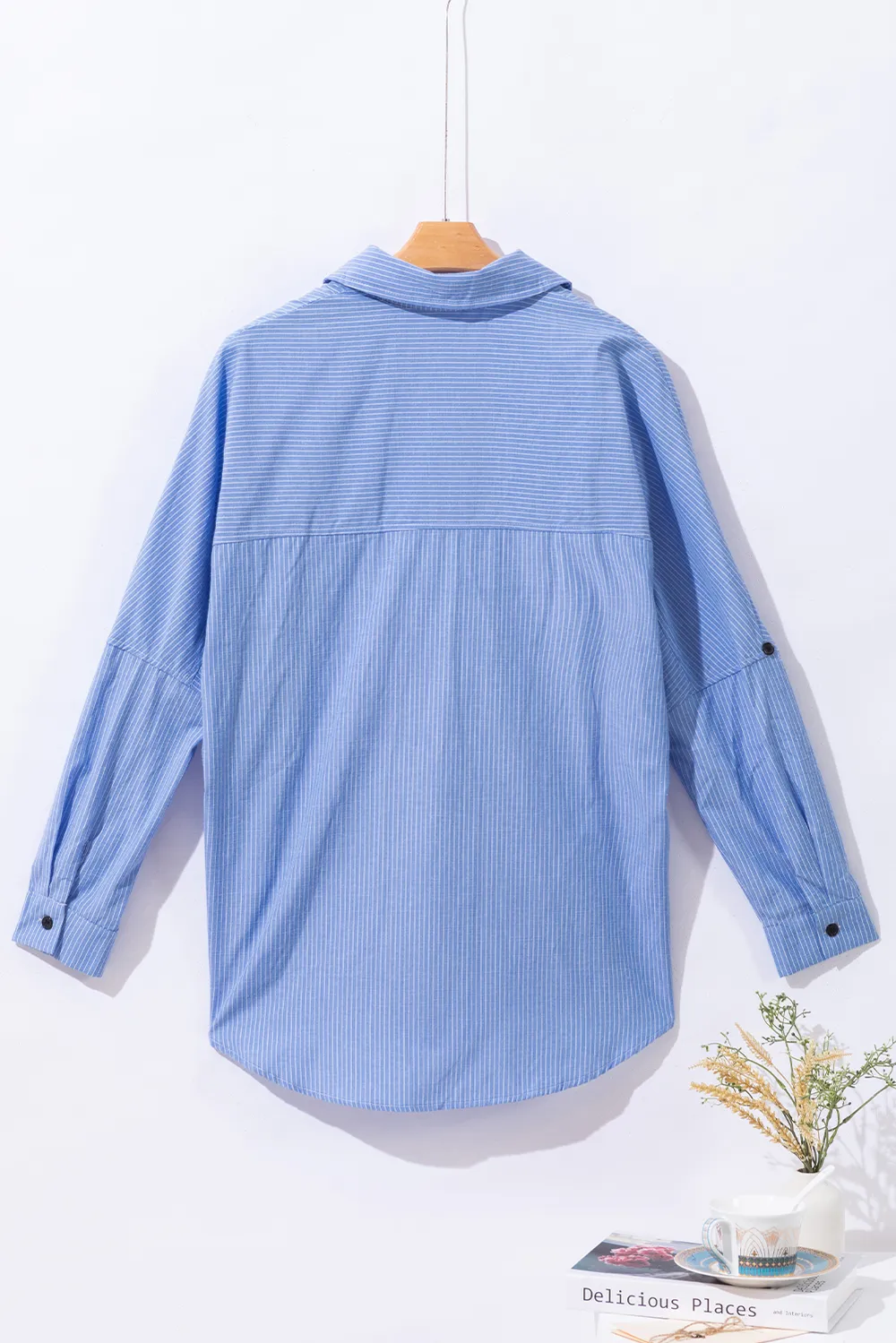 Striped Collared Neck Long Sleeve Shirt, image 7