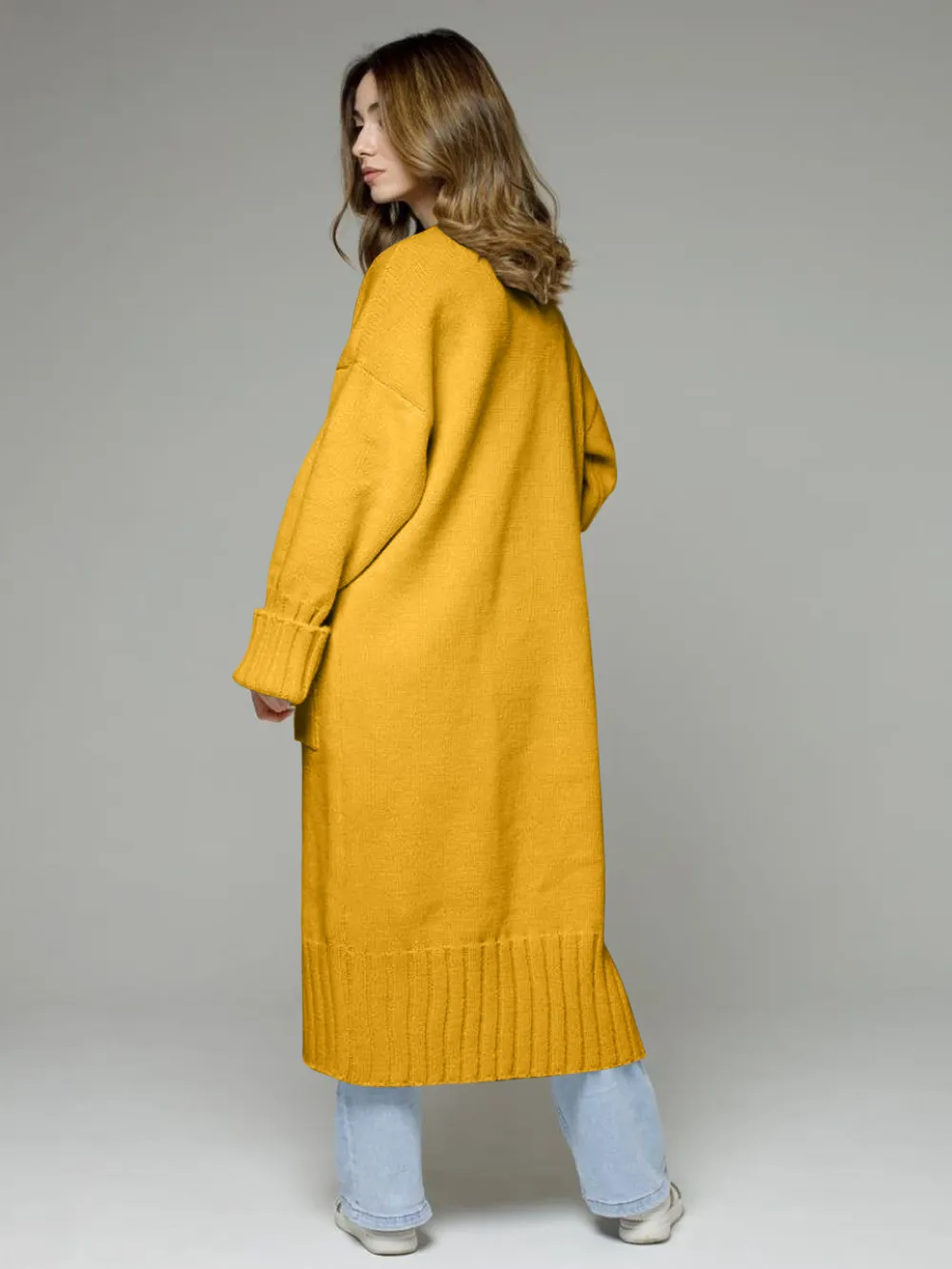 Pocketed Open Front Dropped Shoulder Cardigan, image 14