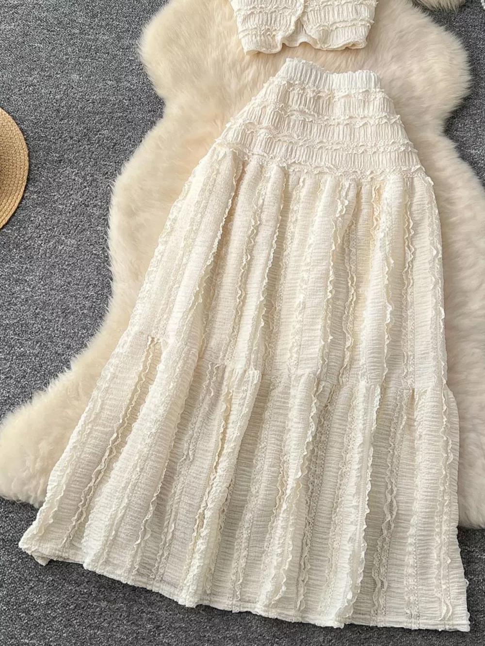 Textured Crop Top and Tiered Skirt Set, image 26