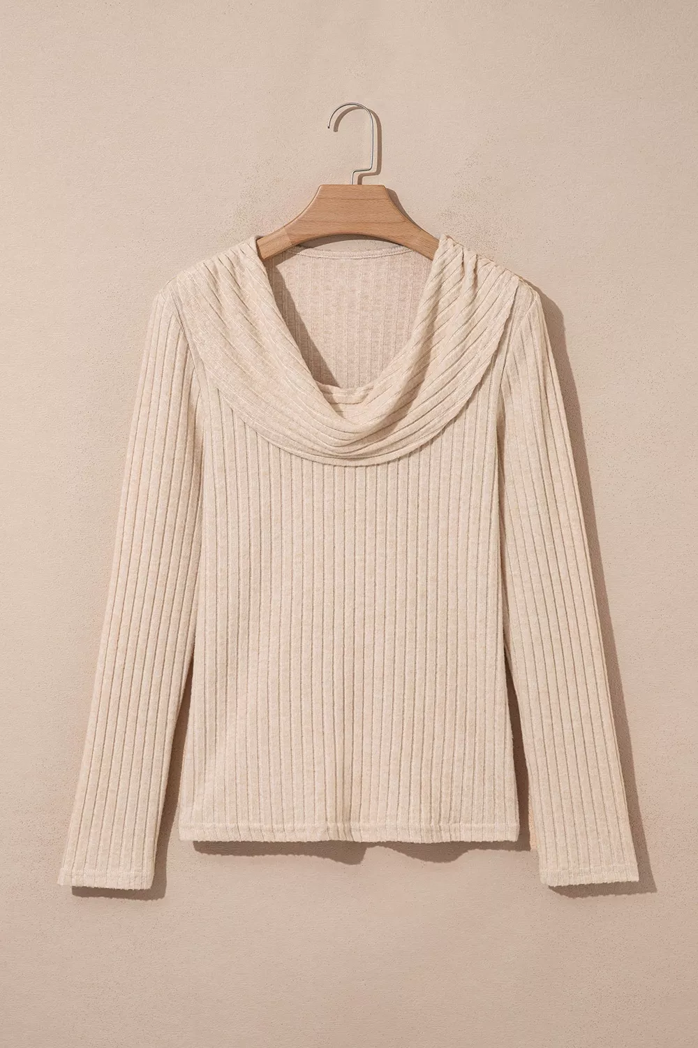Ribbed Cowl Neck Long Sleeve Top, image 7