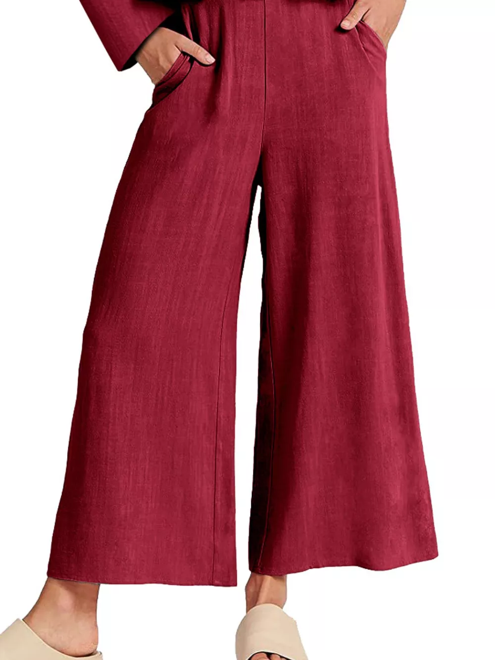 Full Size Ruffled Hem Long Sleeve Top and Pants Set Plus Size, image 4