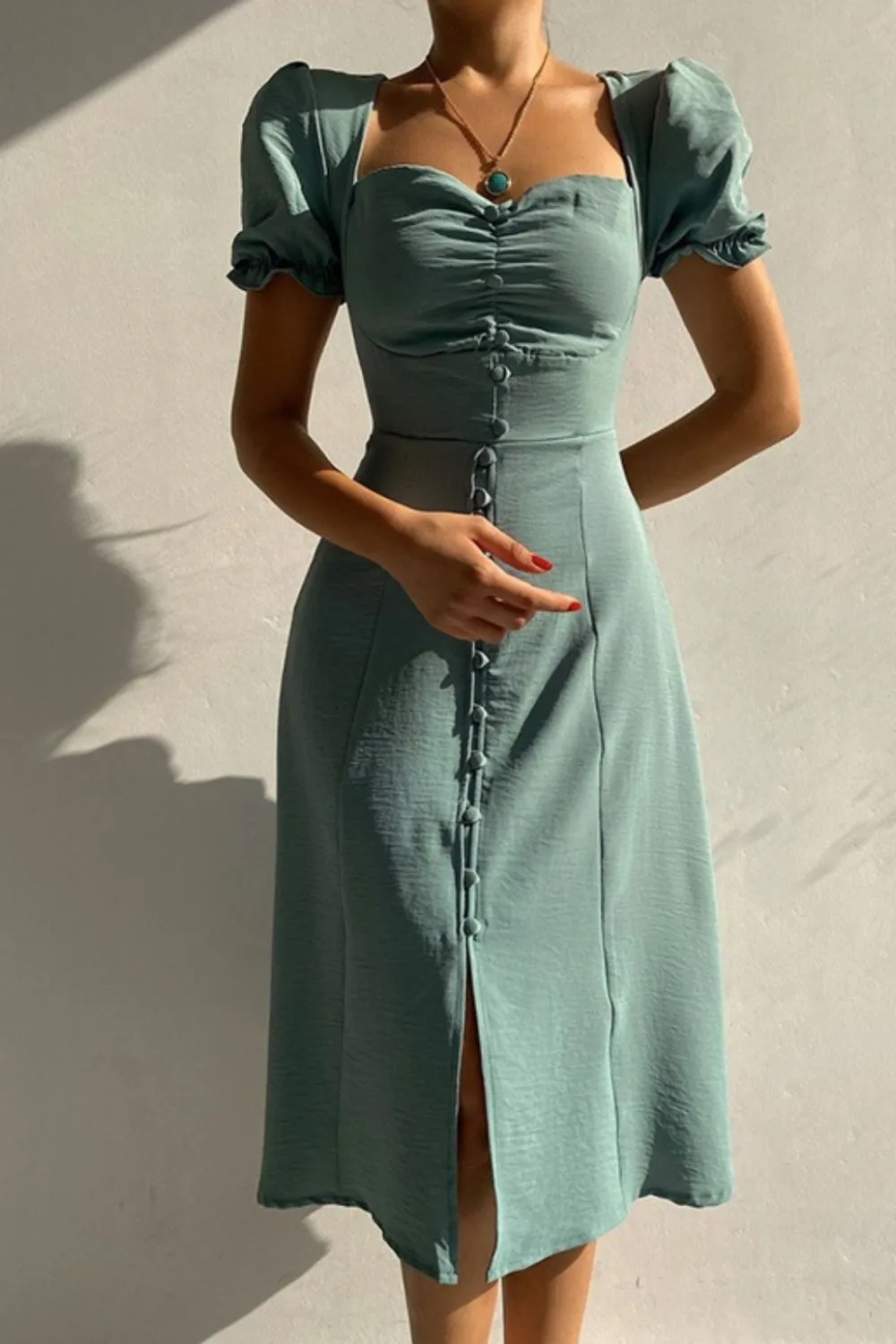Sweetheart Neck Short Sleeve Dress, image 6