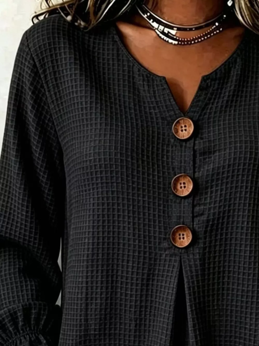 Full Size Waffle Knit Flounce Sleeve Blouse Plus Size, image 2