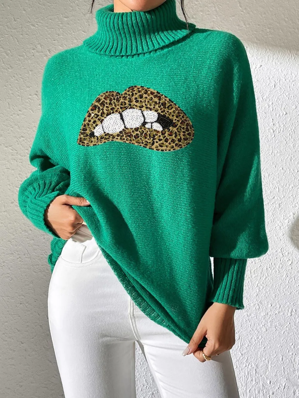 Lip Turtleneck Long Sleeve Sweater, image 11