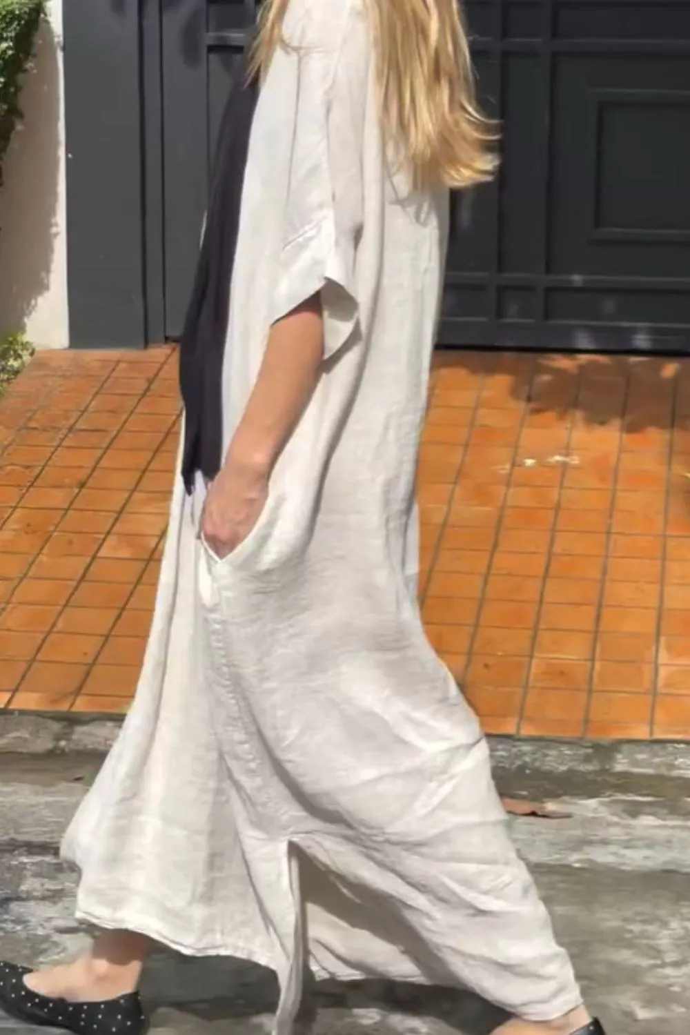 Full Size V-Neck Maxi Dress with Flowy Silhouette Plus Size, image 4