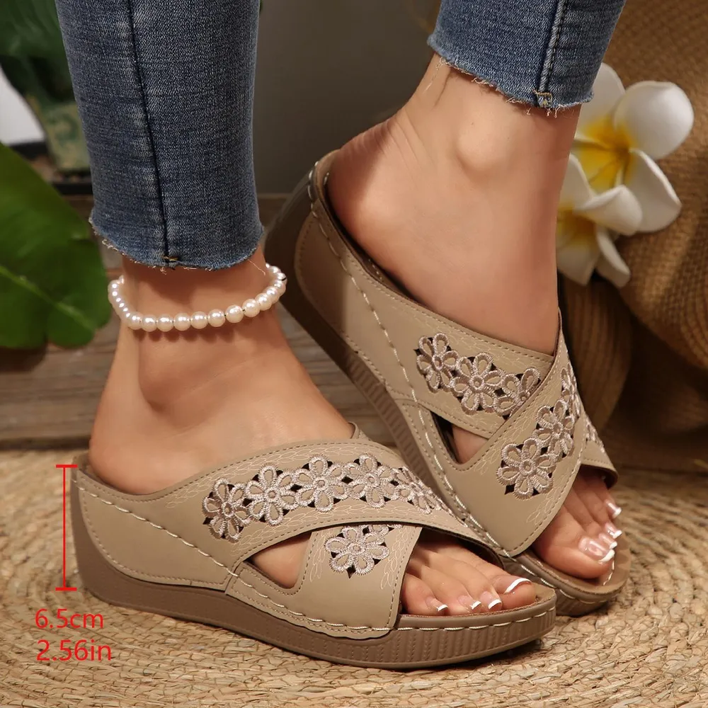 Peep Toe Wedge Sandals, image 6