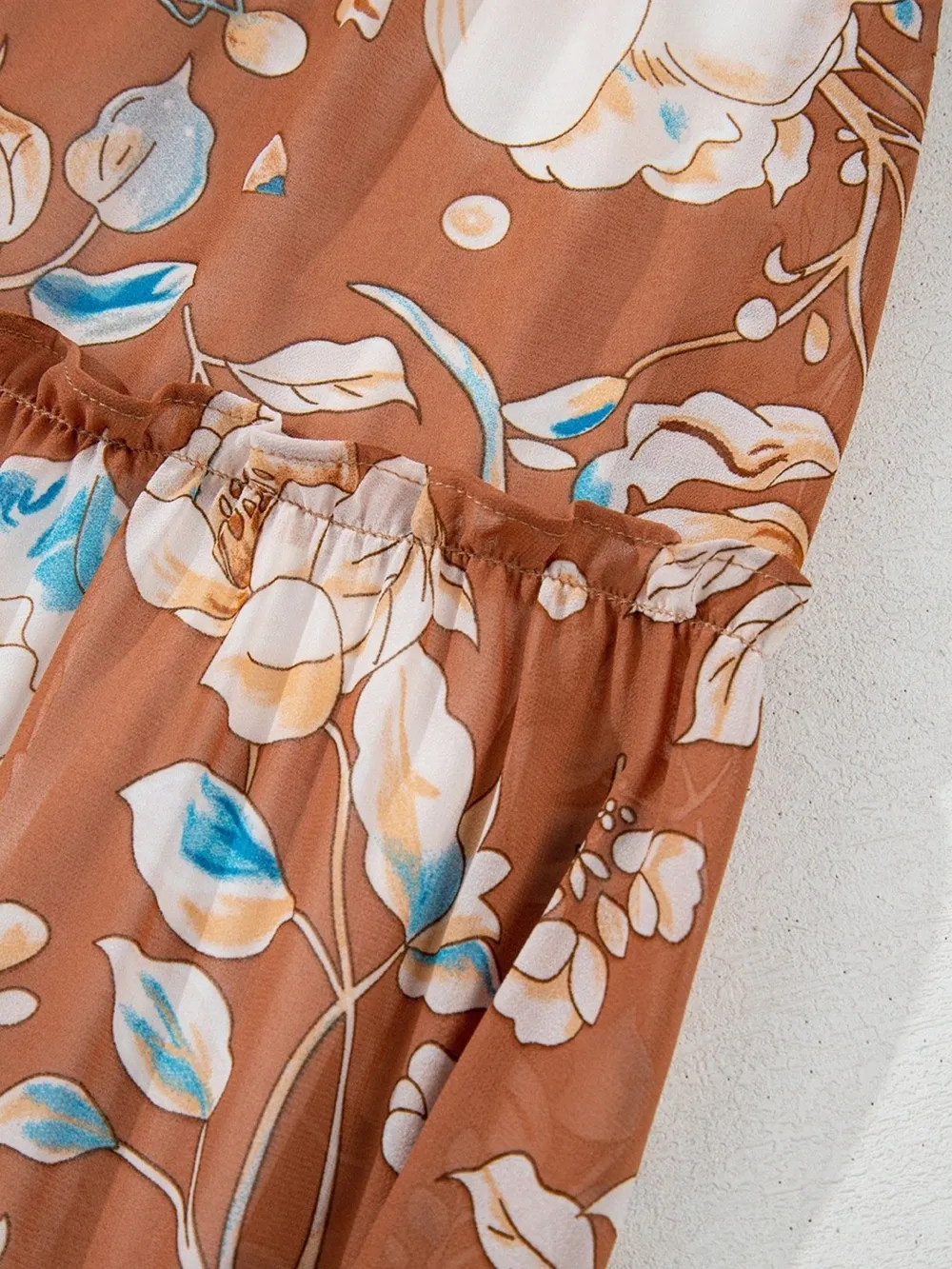 Smocked Printed Long Sleeve Tiered Dress, image 2