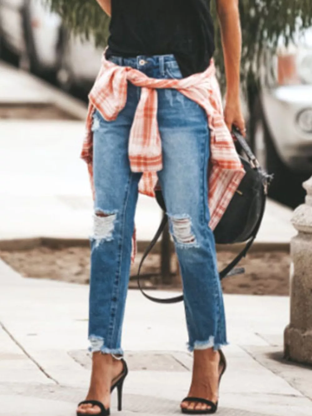 Distressed Wash Ankle Jeans, image 2