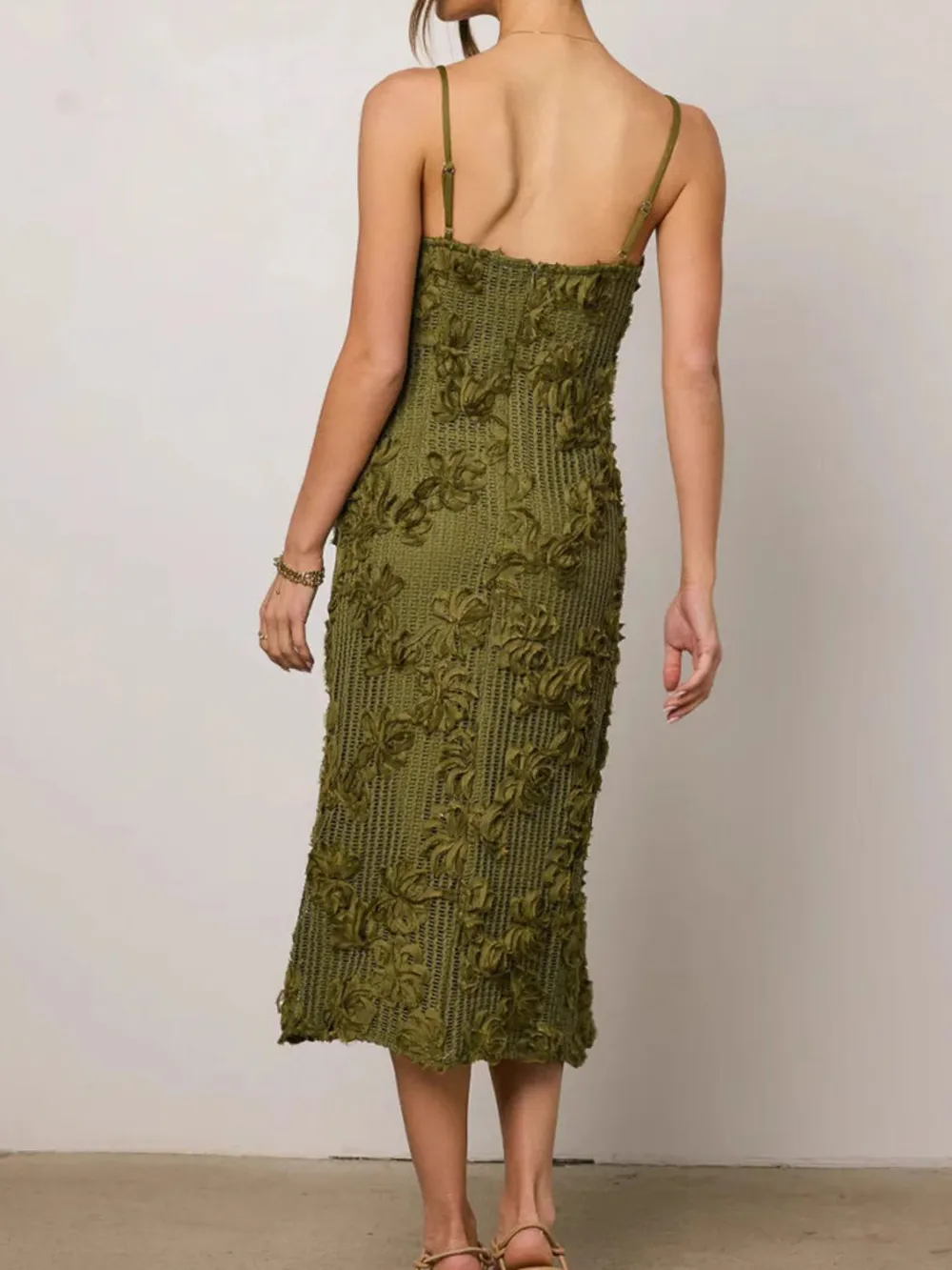 Flower Textured Midi Cami Dress, image 2