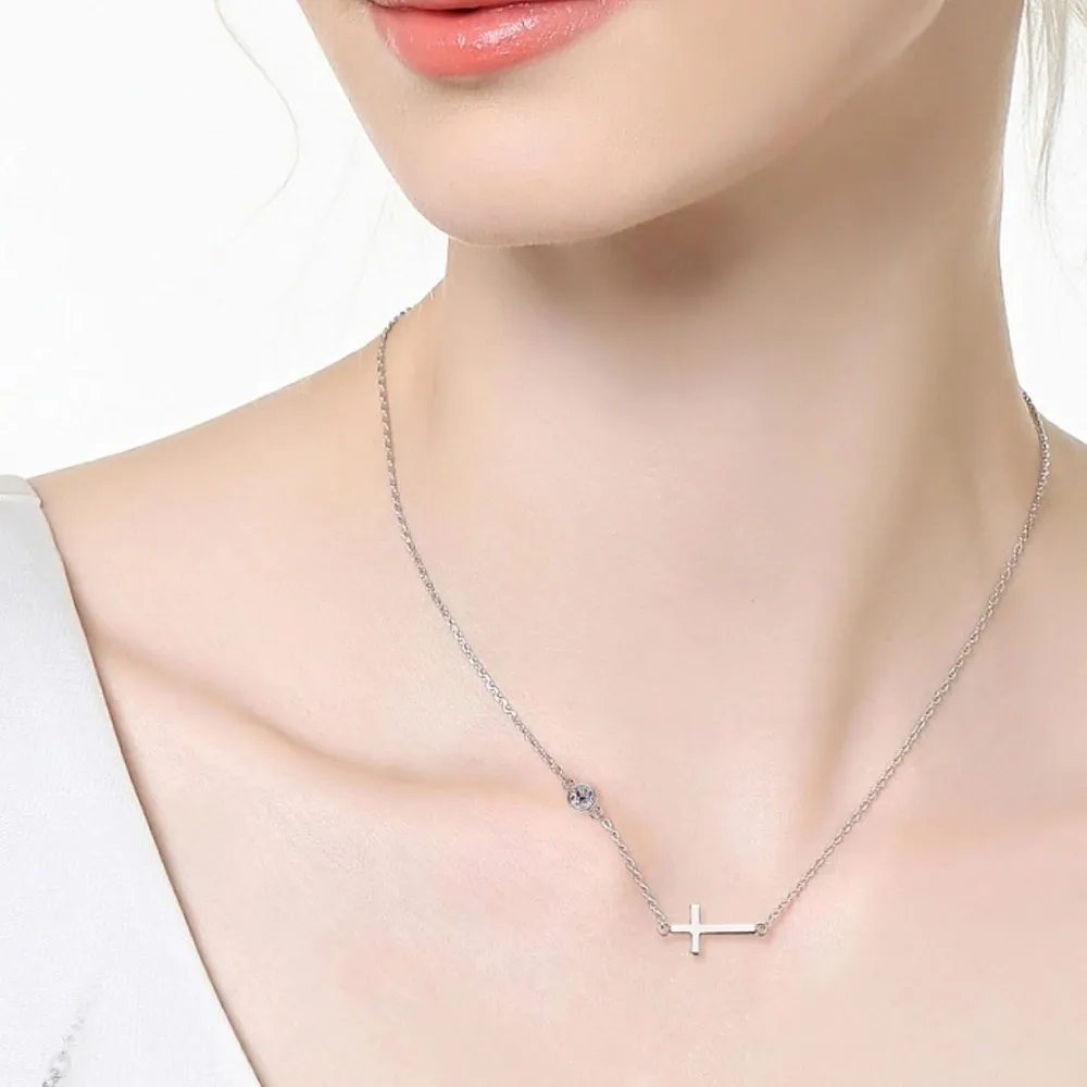 Cross 925 Sterling Silver Moissanite Necklace, image 5